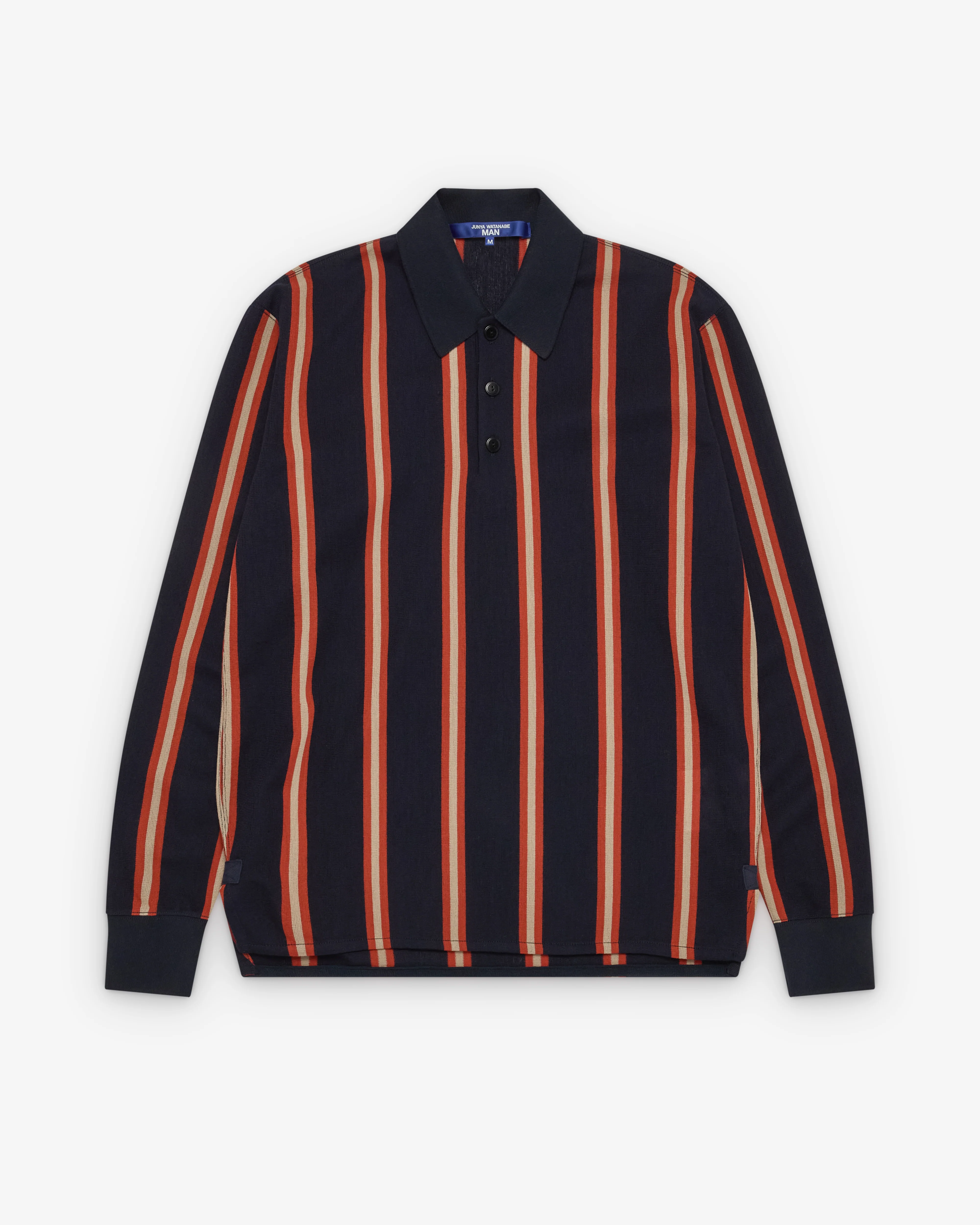 Junya Watanabe Man - Men's Striped Knit Polo - (Navy/Orange)
