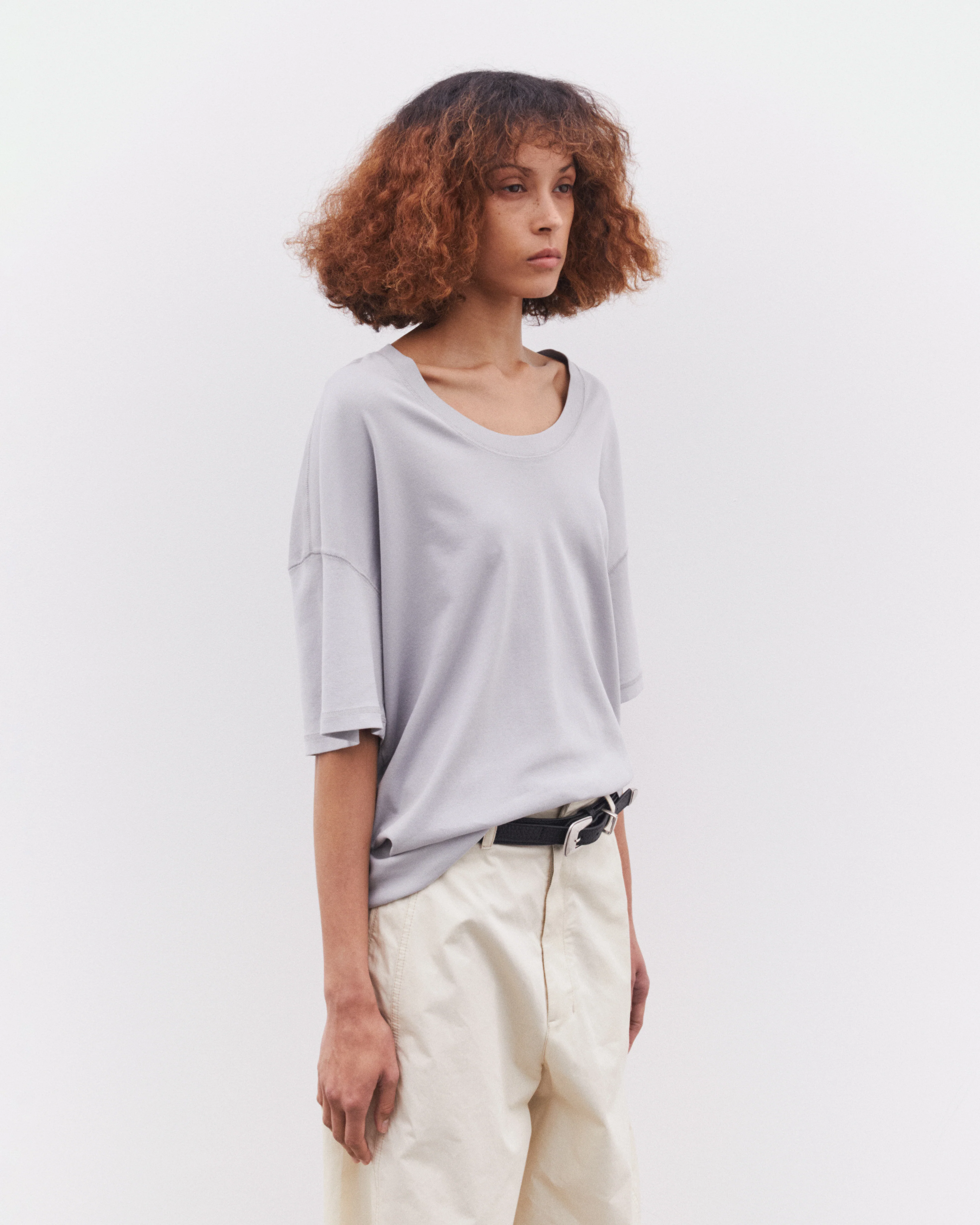 Lemaire - Women’s Rib T-Shirt - (Blue/Grey) - Image 4