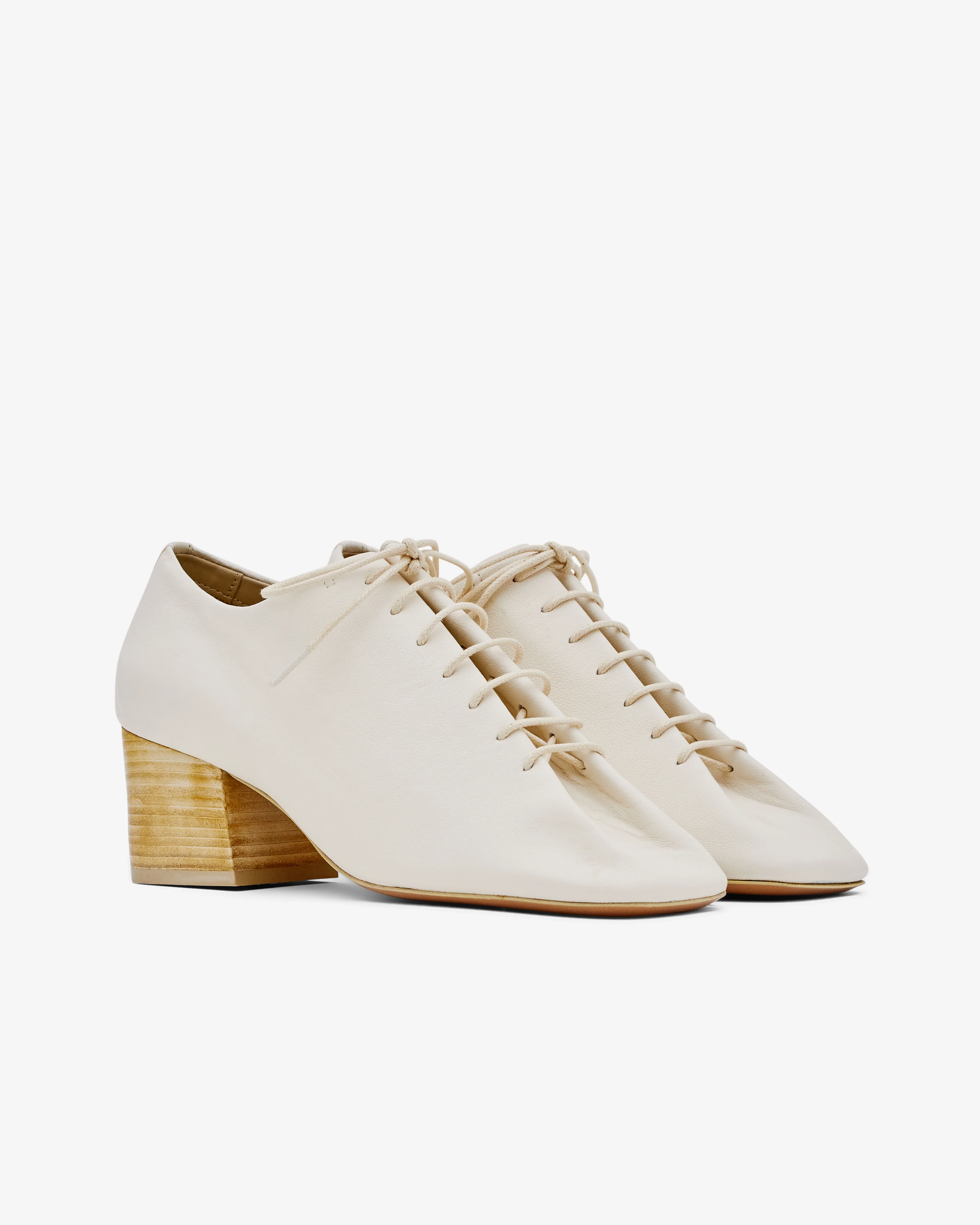 Lemaire - Women’s Souris Classic Derbies With Cuban Heel - (White) - Image 5