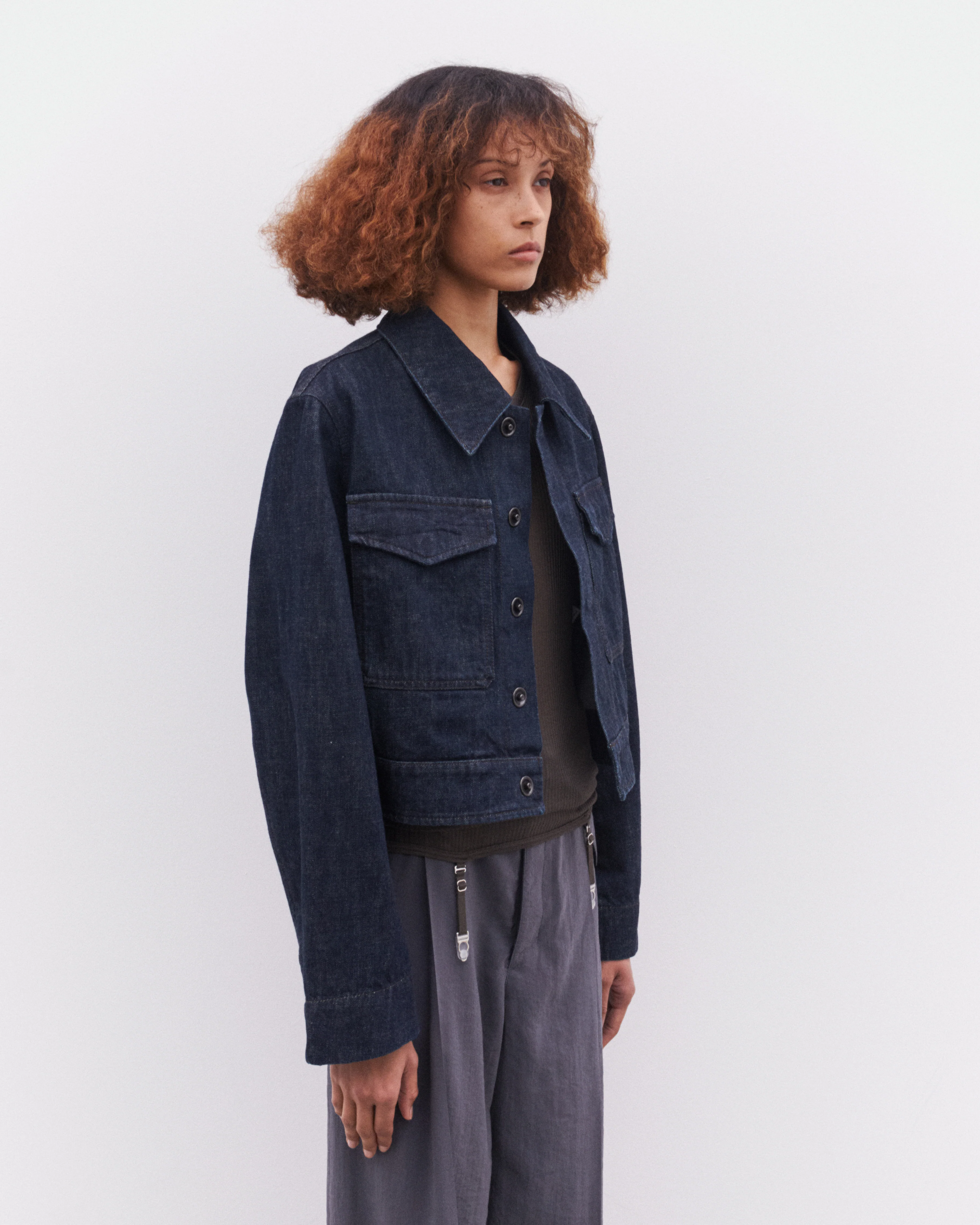 Lemaire - Women’s Two Pocket Cropped Jacket - (Denim Indigo) - Image 4