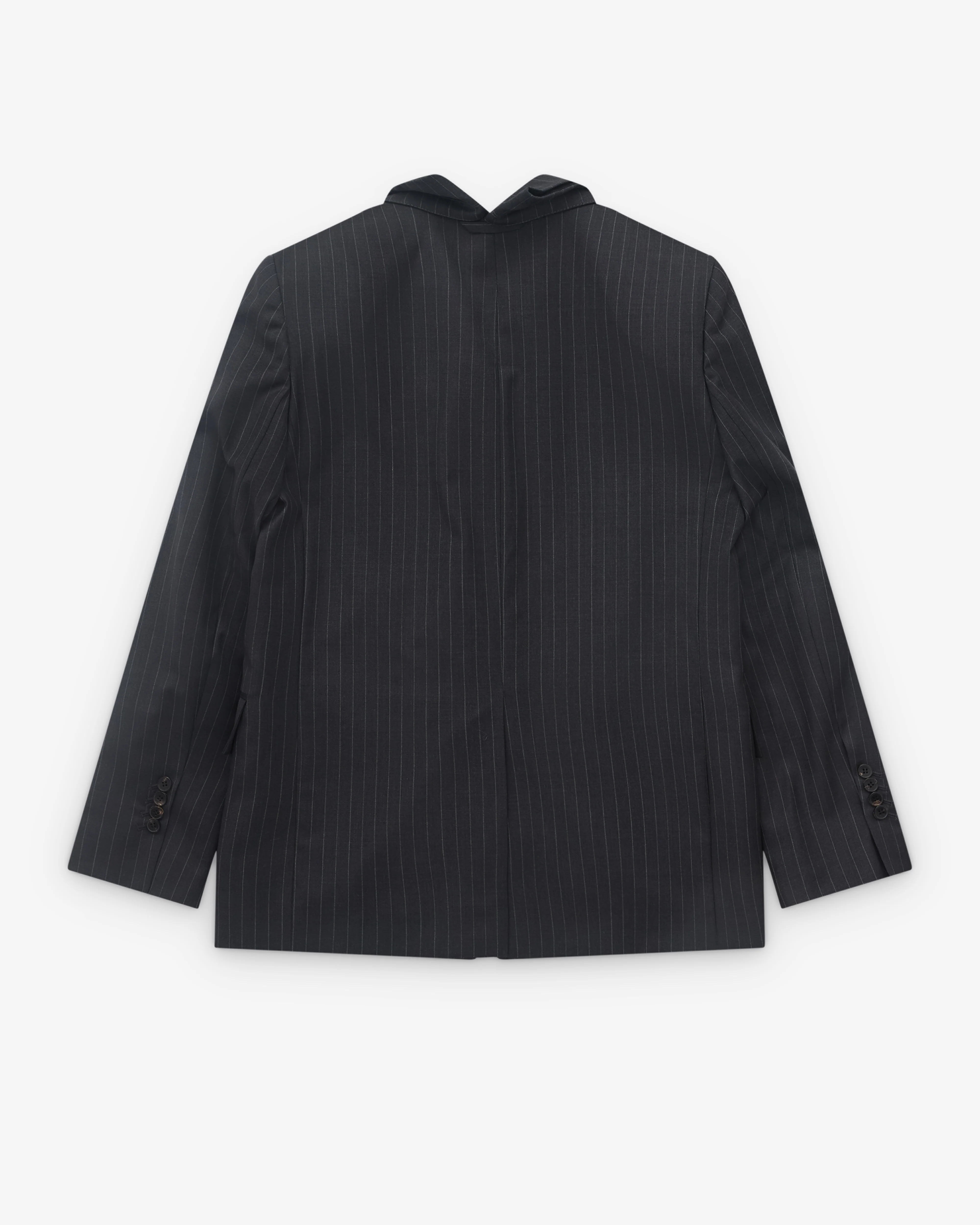 Litkovska - Women's Double-Layer Lapel Jacket - (Grey Pinstripe) - Image 2