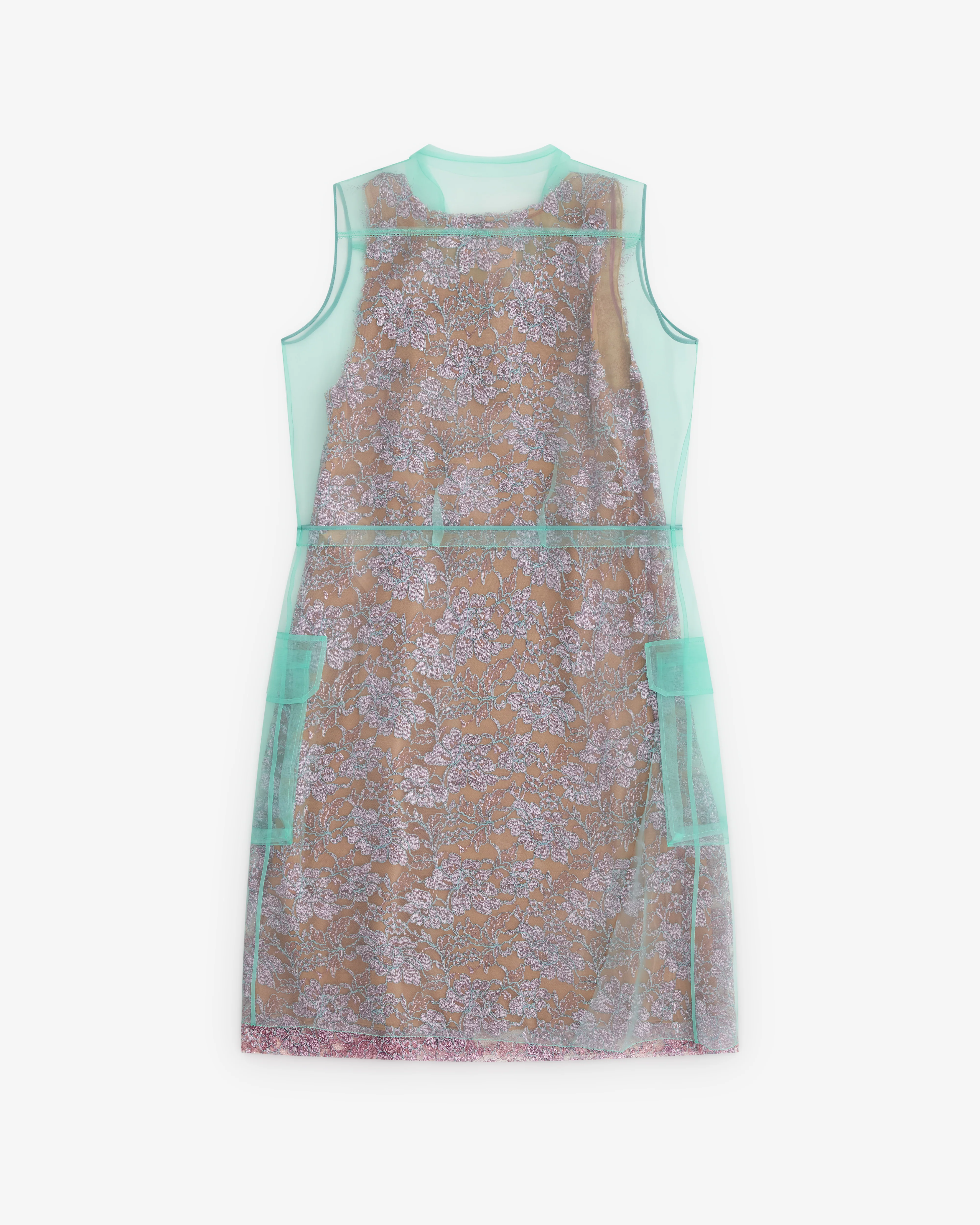 Maison Margiela - Women’s Sheer Tea Dress - (Emerald/Antique Rose) - Image 2