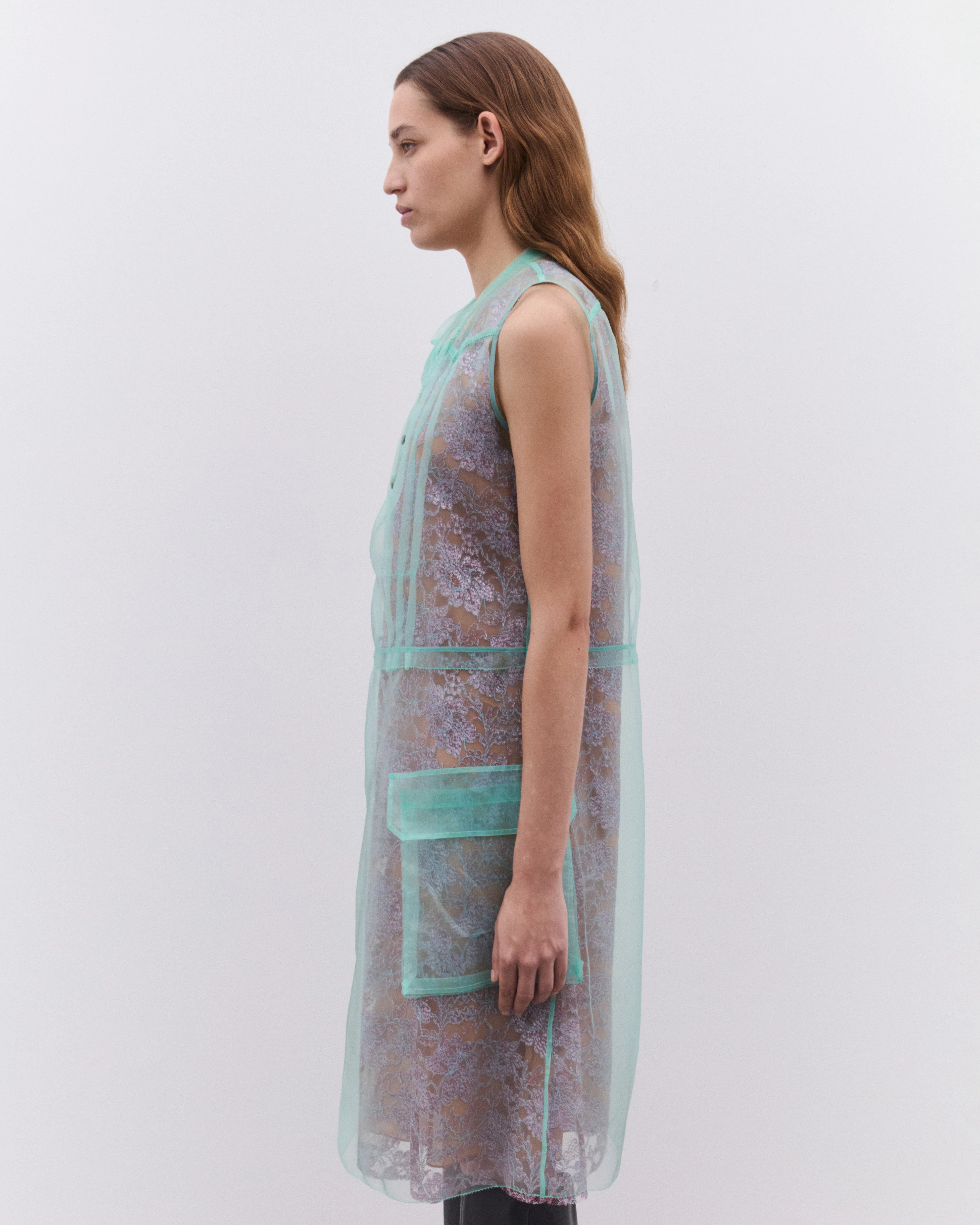 Maison Margiela - Women’s Sheer Tea Dress - (Emerald/Antique Rose) - Image 4