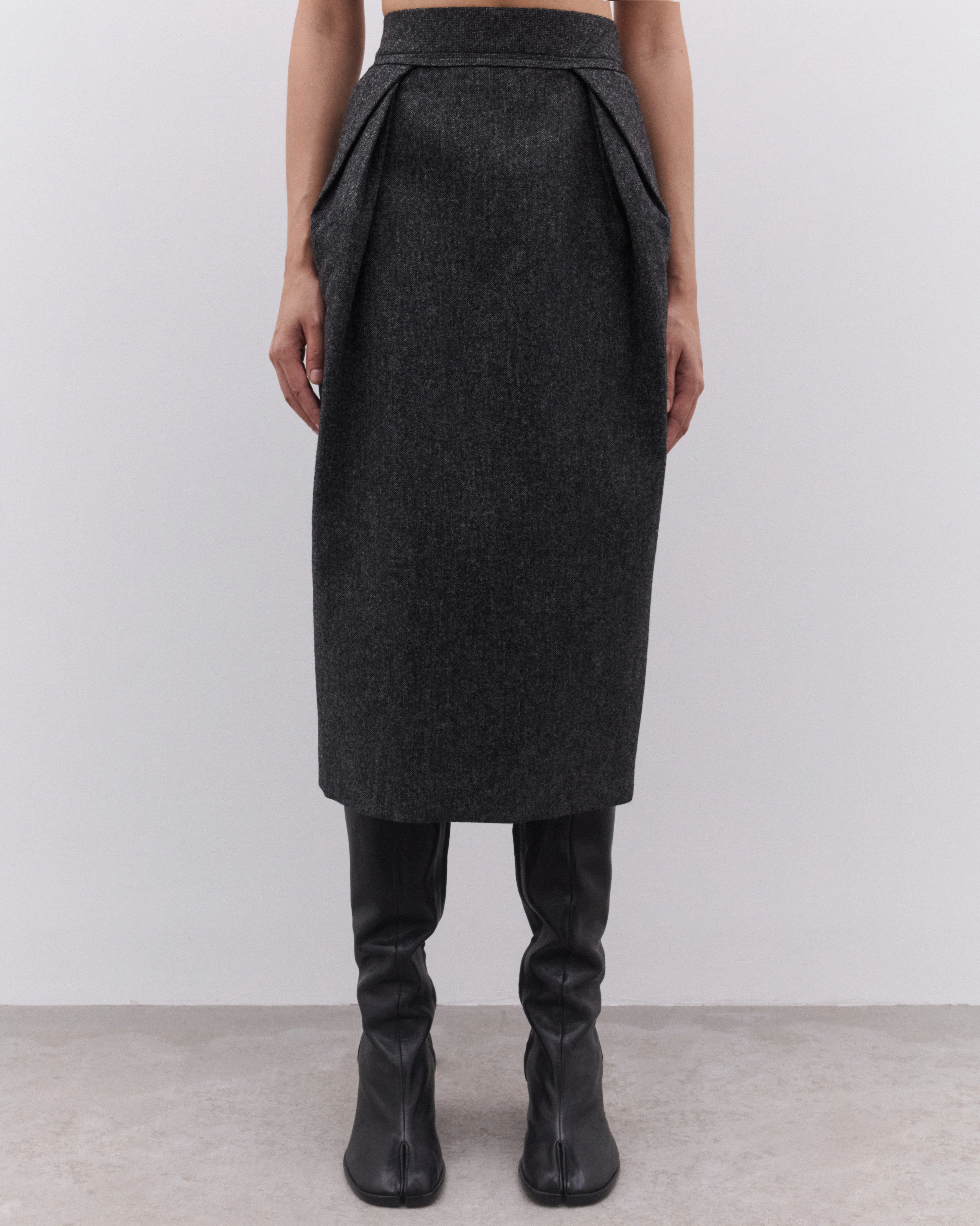 Maison Margiela - Women’s Wool Midi Skirt - (Dark Grey) - Image 3