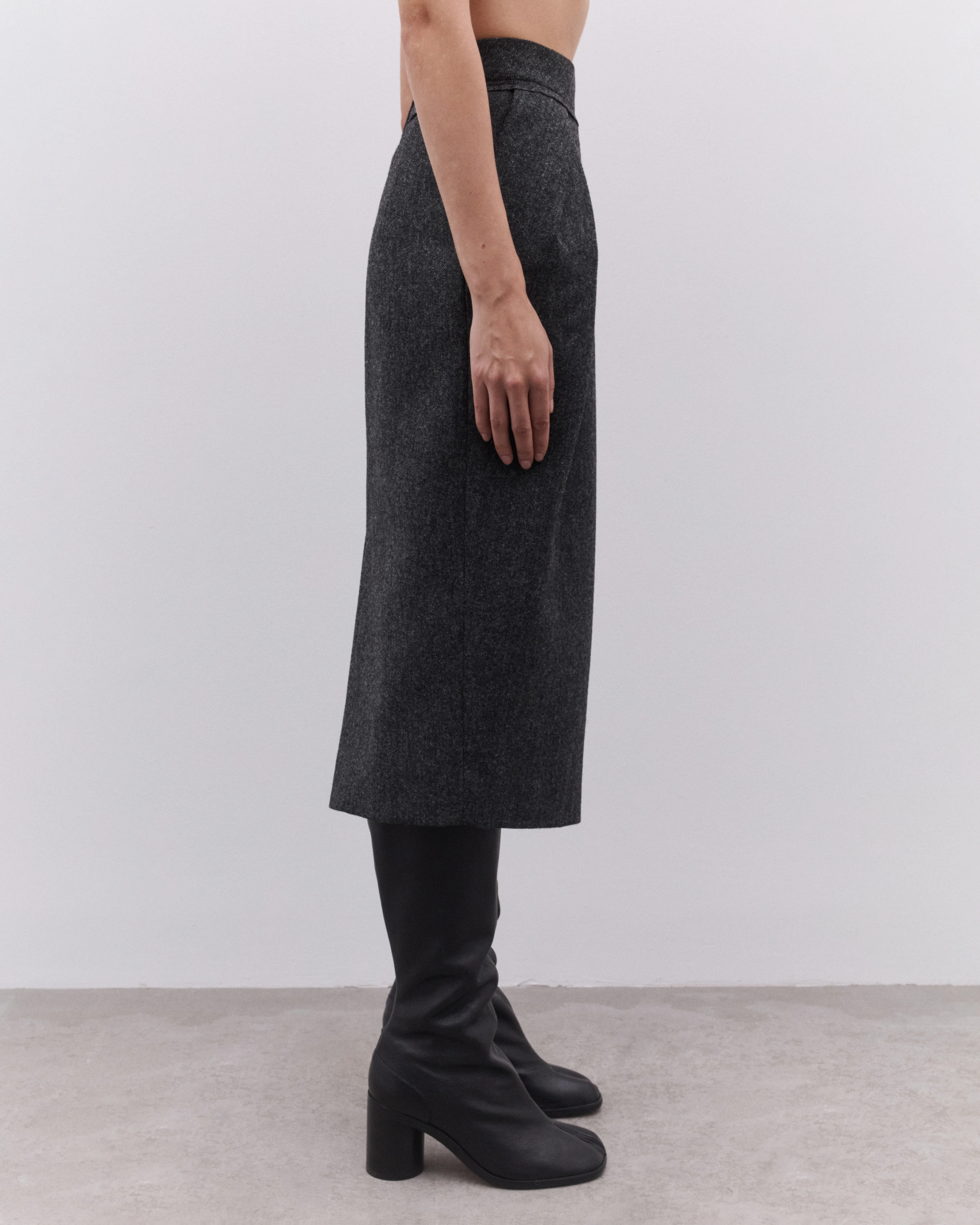 Maison Margiela - Women’s Wool Midi Skirt - (Dark Grey) - Image 4
