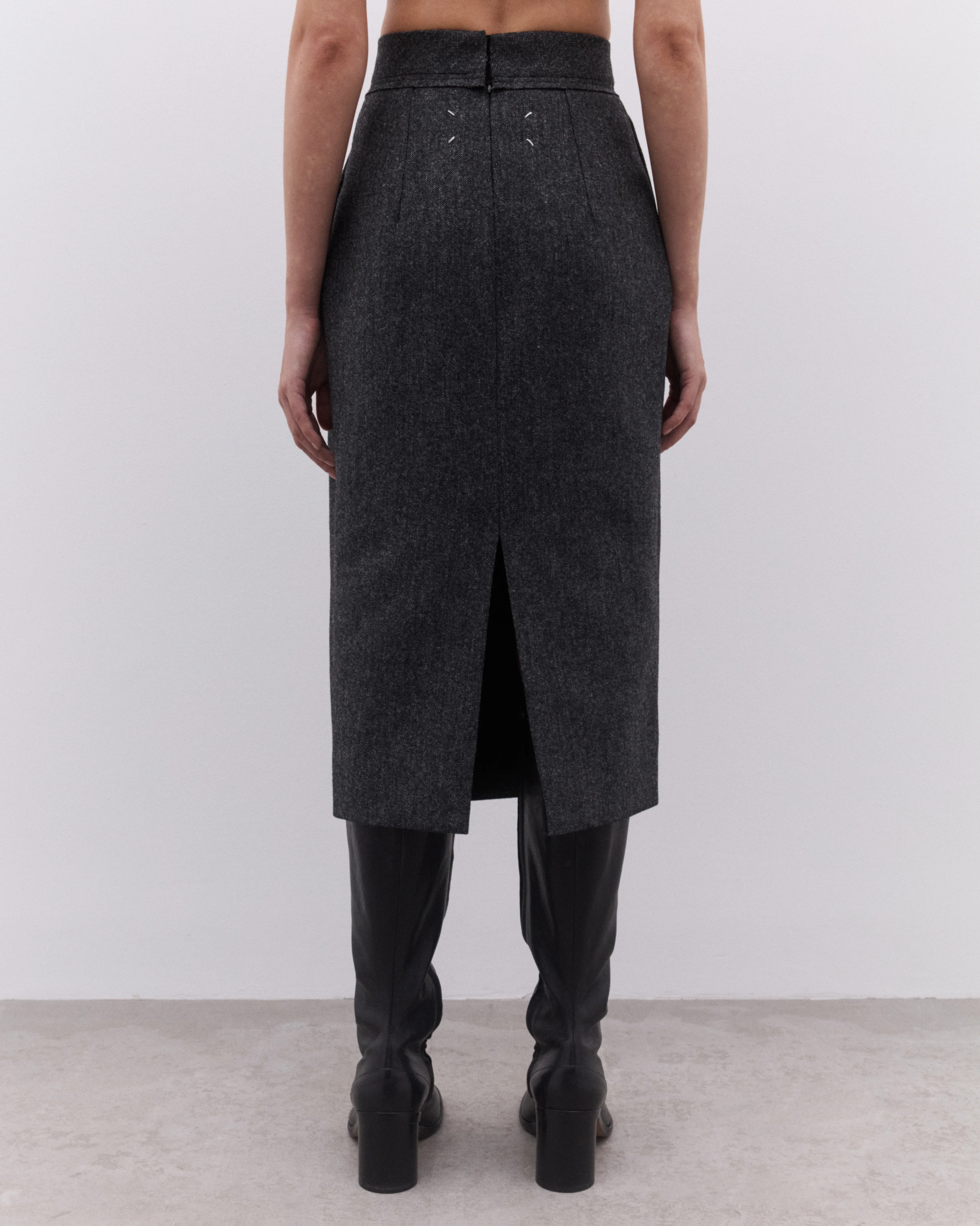Maison Margiela - Women’s Wool Midi Skirt - (Dark Grey) - Image 5