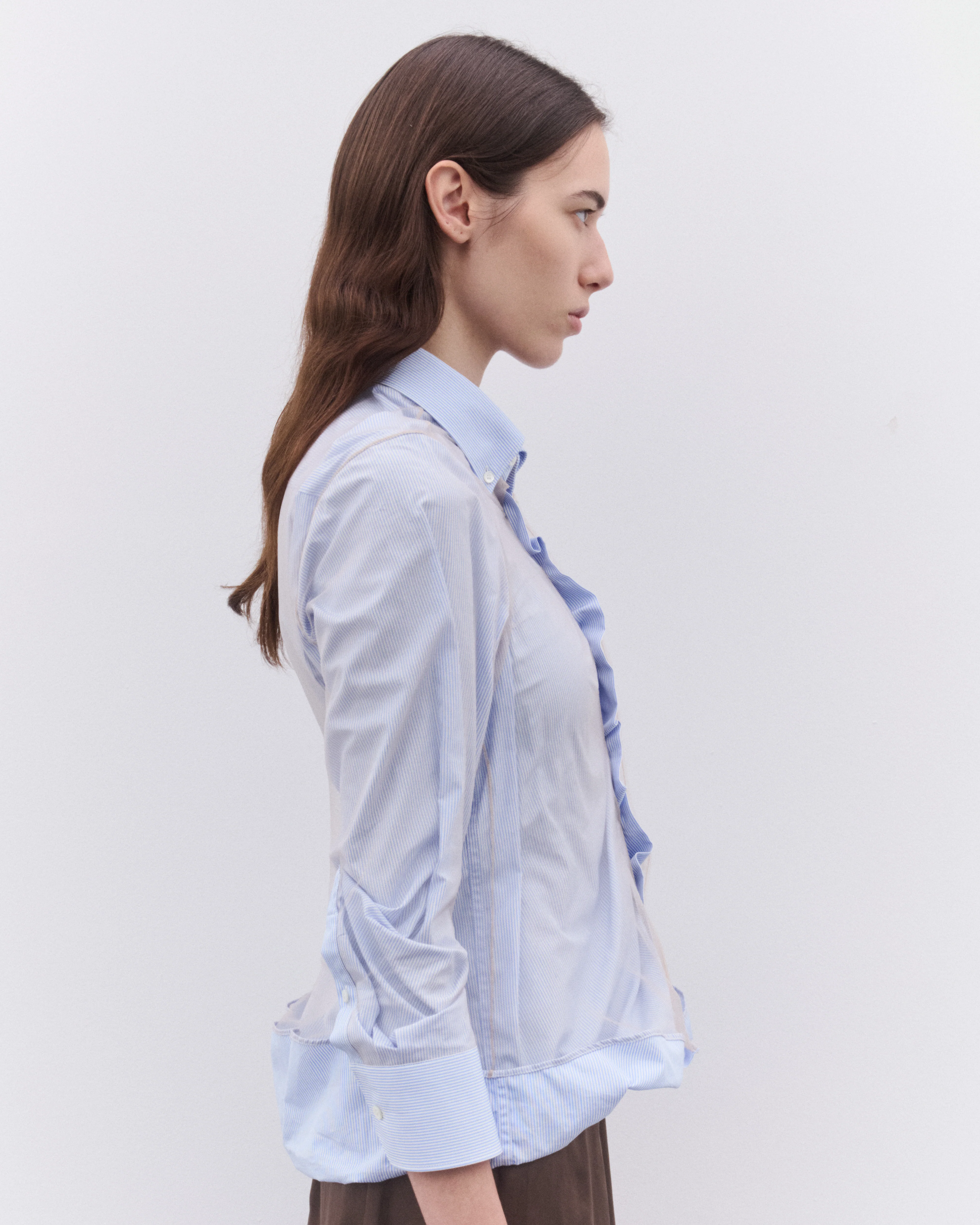 Maison Margiela - Women's High-Shine Cotton Poplin Shirt - (Light Blue) - Image 4