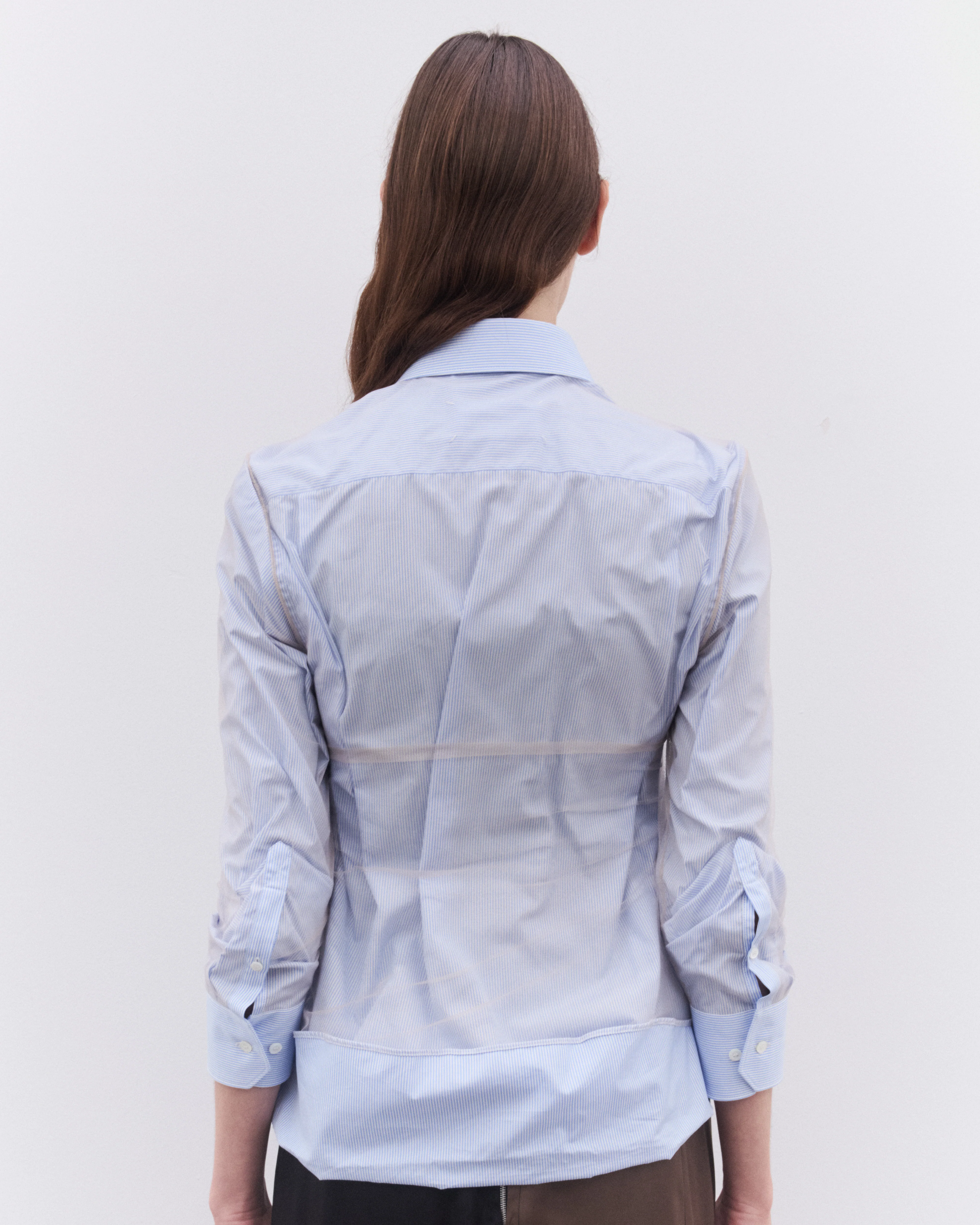 Maison Margiela - Women's High-Shine Cotton Poplin Shirt - (Light Blue) - Image 5