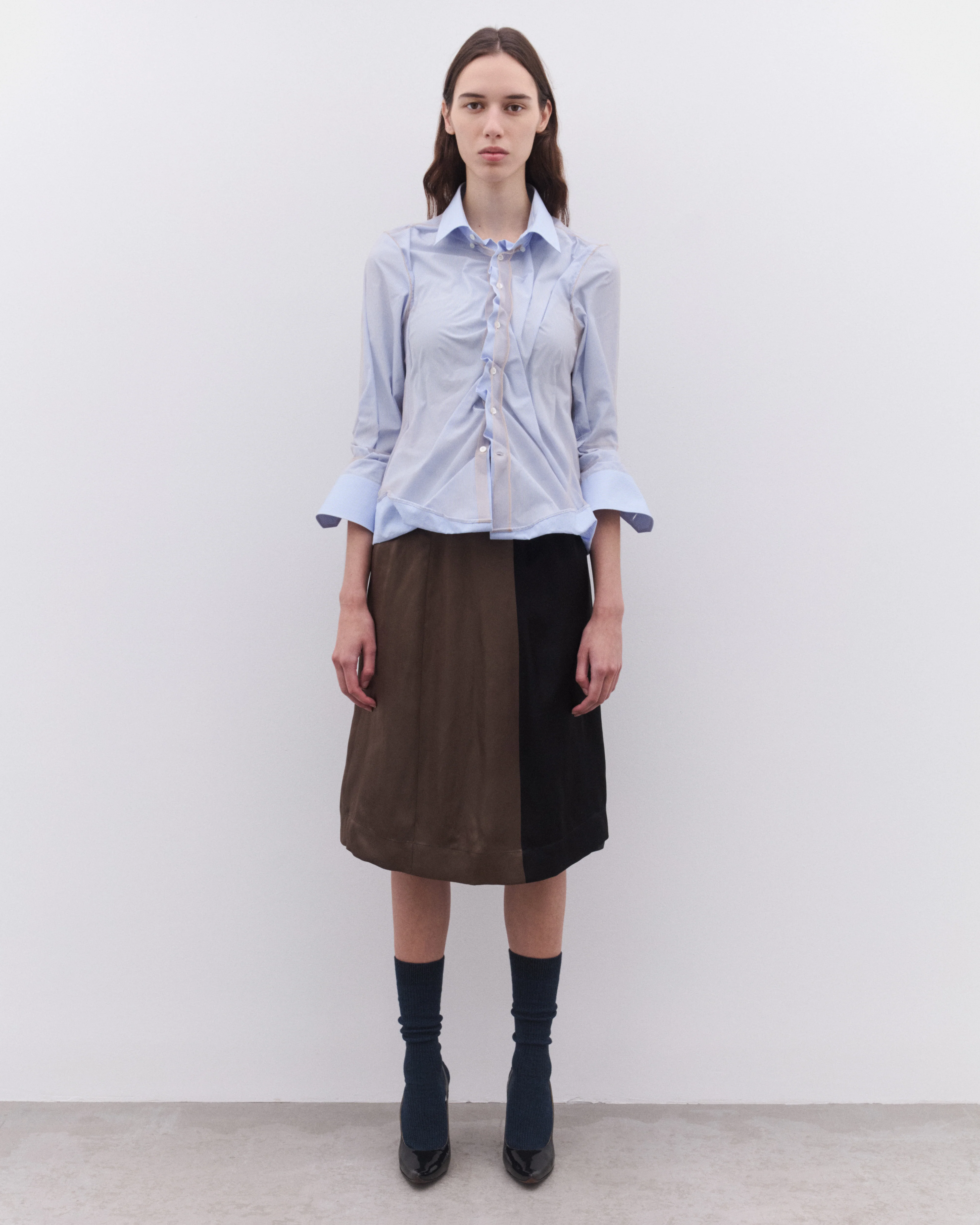 Maison Margiela - Women's High-Shine Cotton Poplin Shirt - (Light Blue) - Image 6