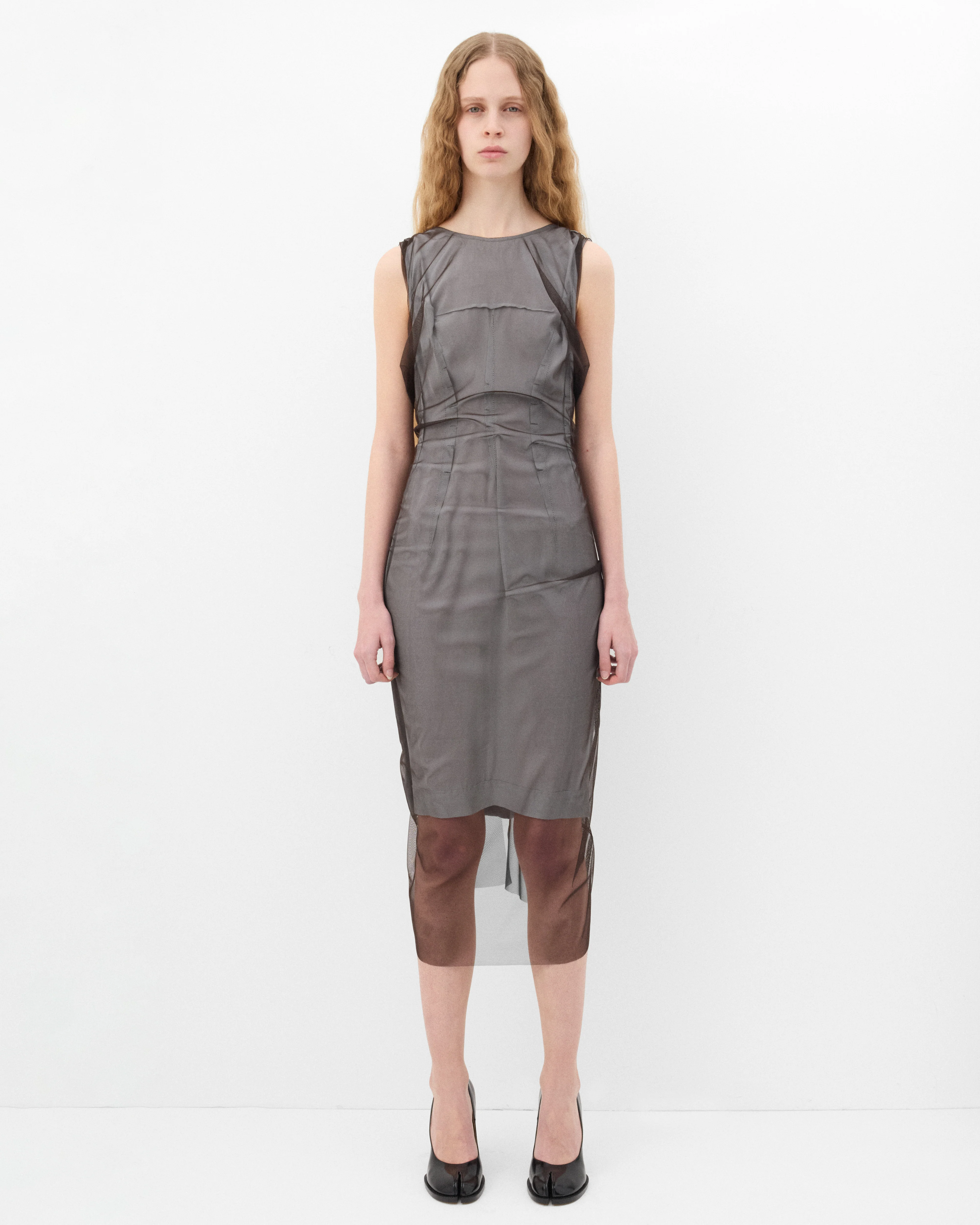 Maison Margiela - Women's Sheer Midi Dress - (Brown) - Image 3