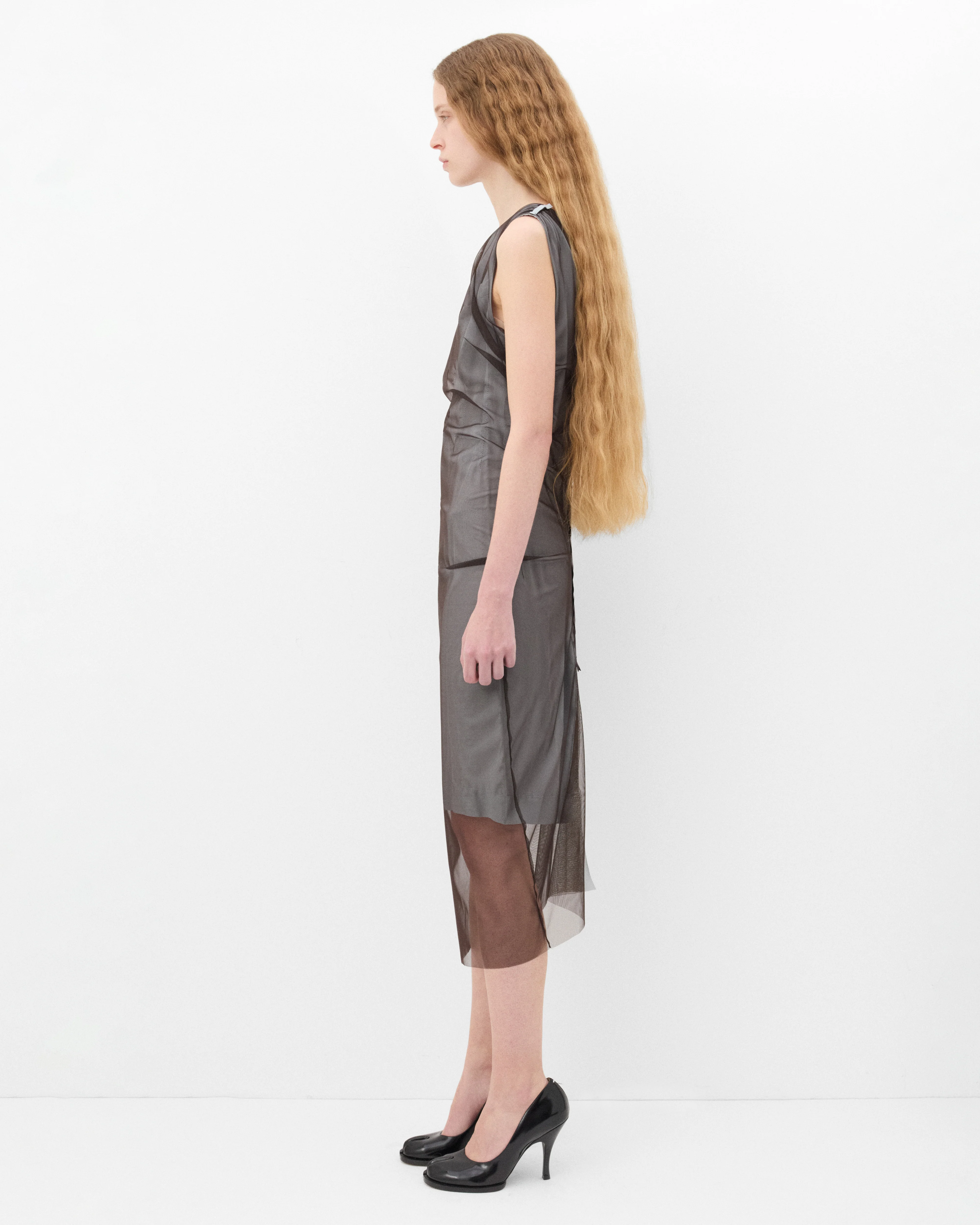 Maison Margiela - Women's Sheer Midi Dress - (Brown) - Image 4