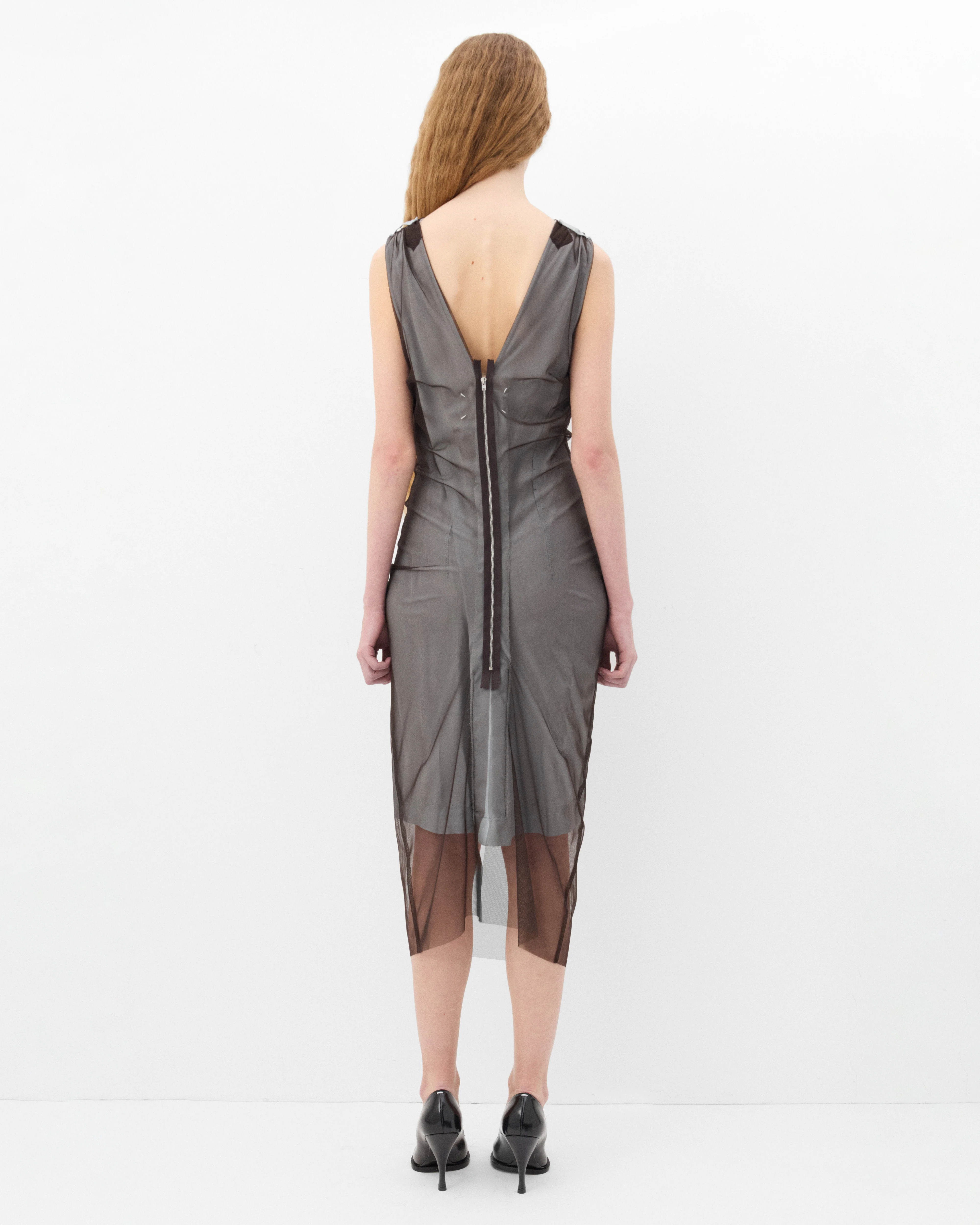 Maison Margiela - Women's Sheer Midi Dress - (Brown) - Image 5