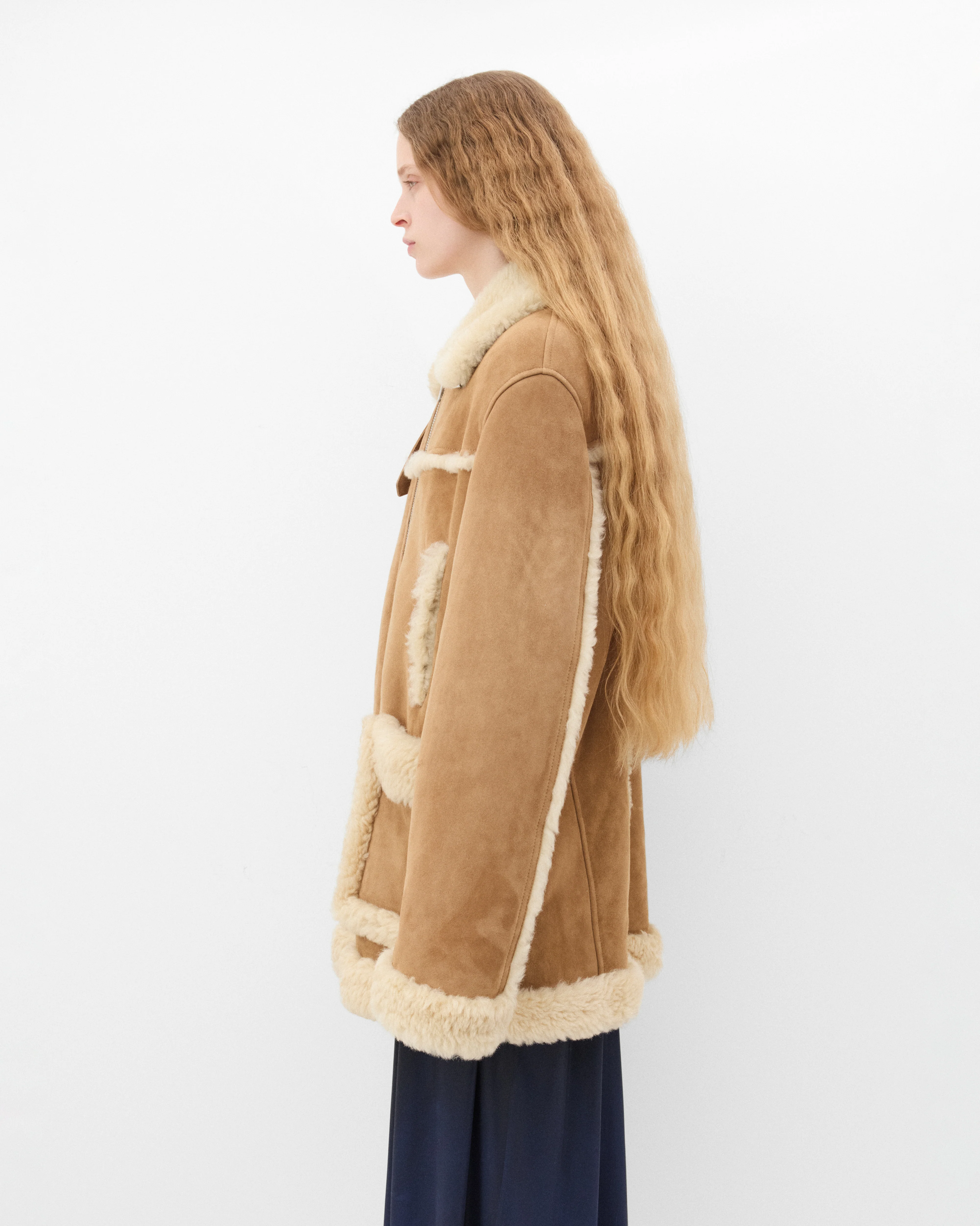 Maison Margiela - Women's Shearling Caban - (Camel) - Image 4