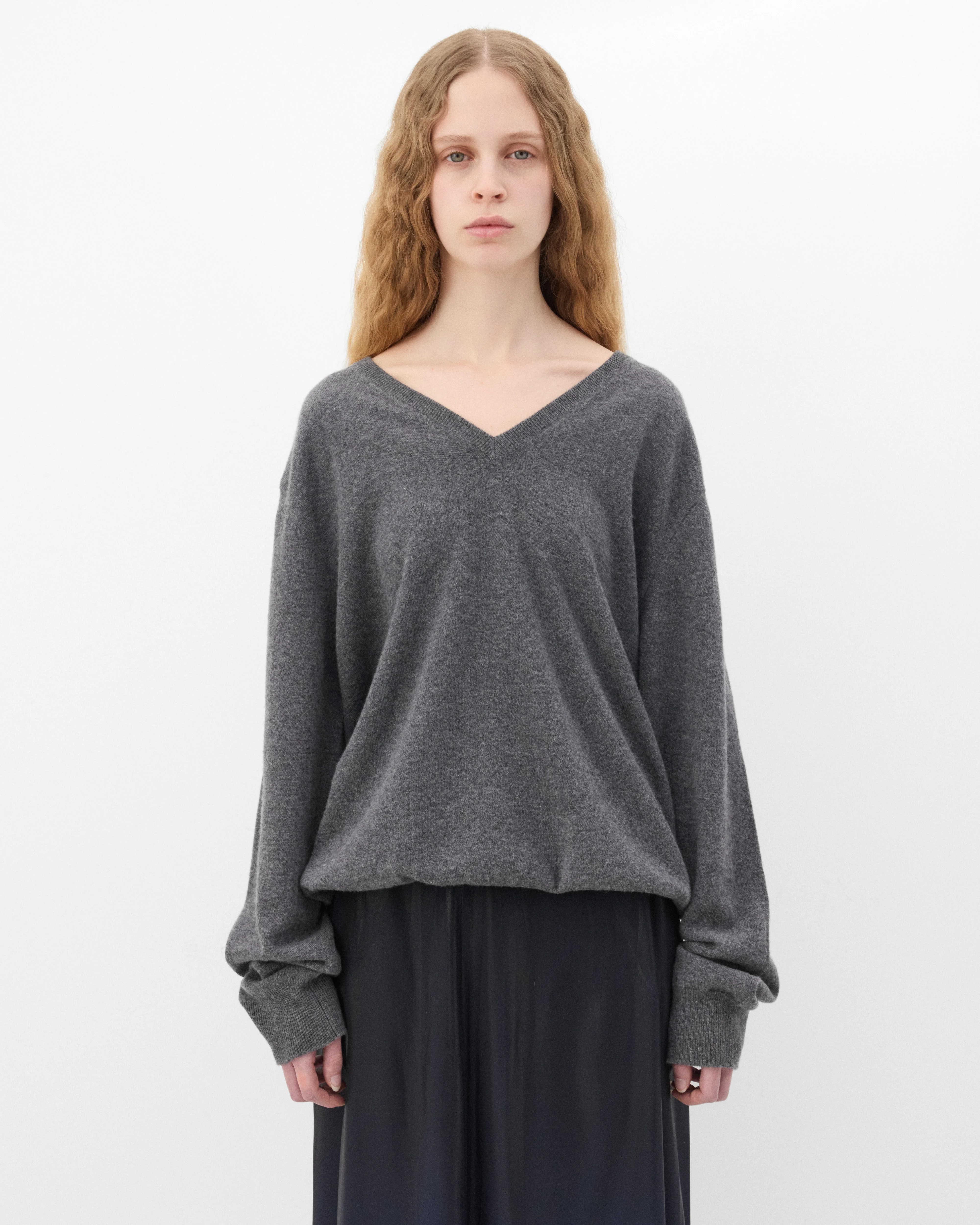 Maison Margiela - Women's Wool V-neck Sweater - (Grey) - Image 3