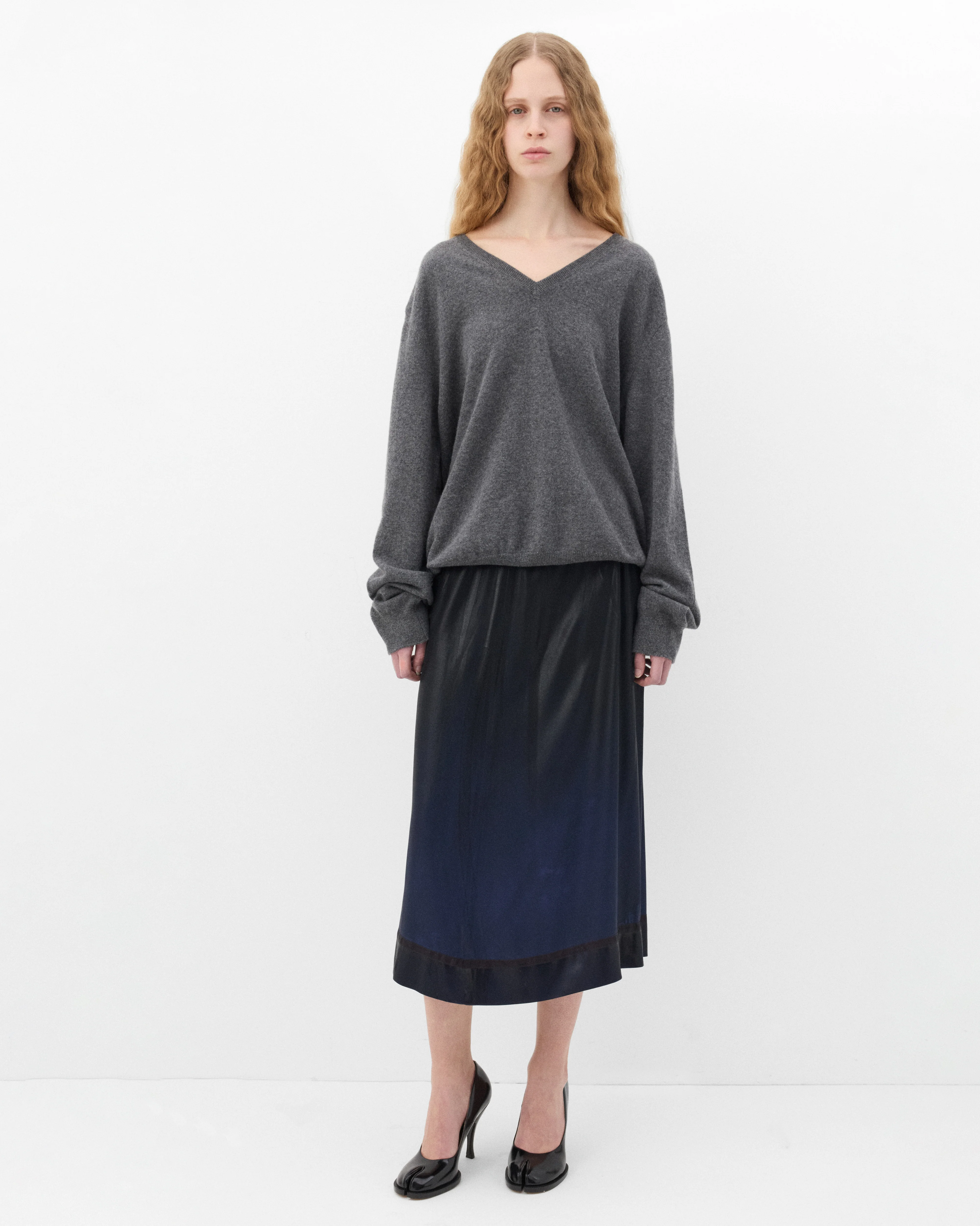 Maison Margiela - Women's Wool V-neck Sweater - (Grey) - Image 6