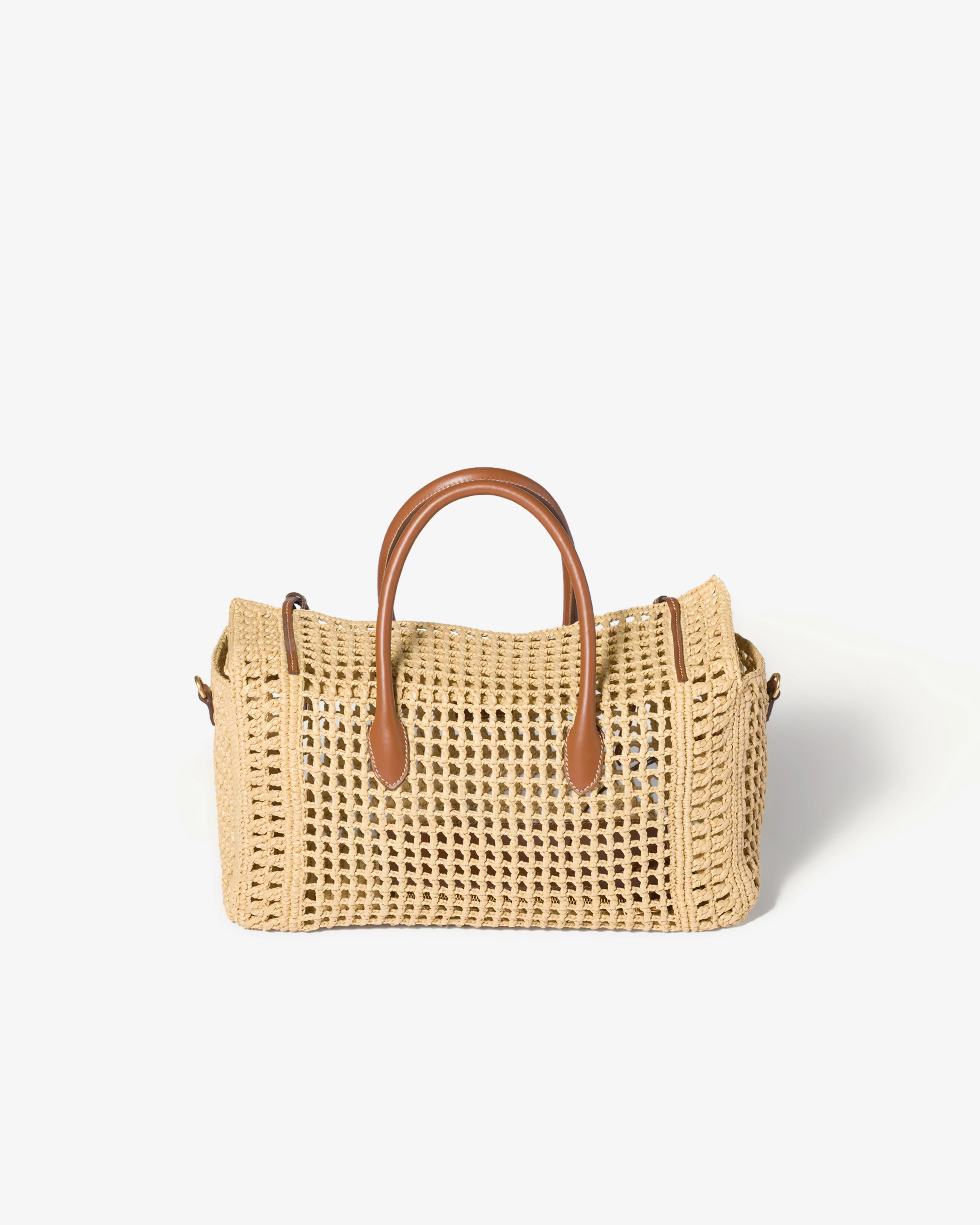 Miu Miu - Women's Raffia Top-Handle Bag - (Beige/Cognac) - Image 3