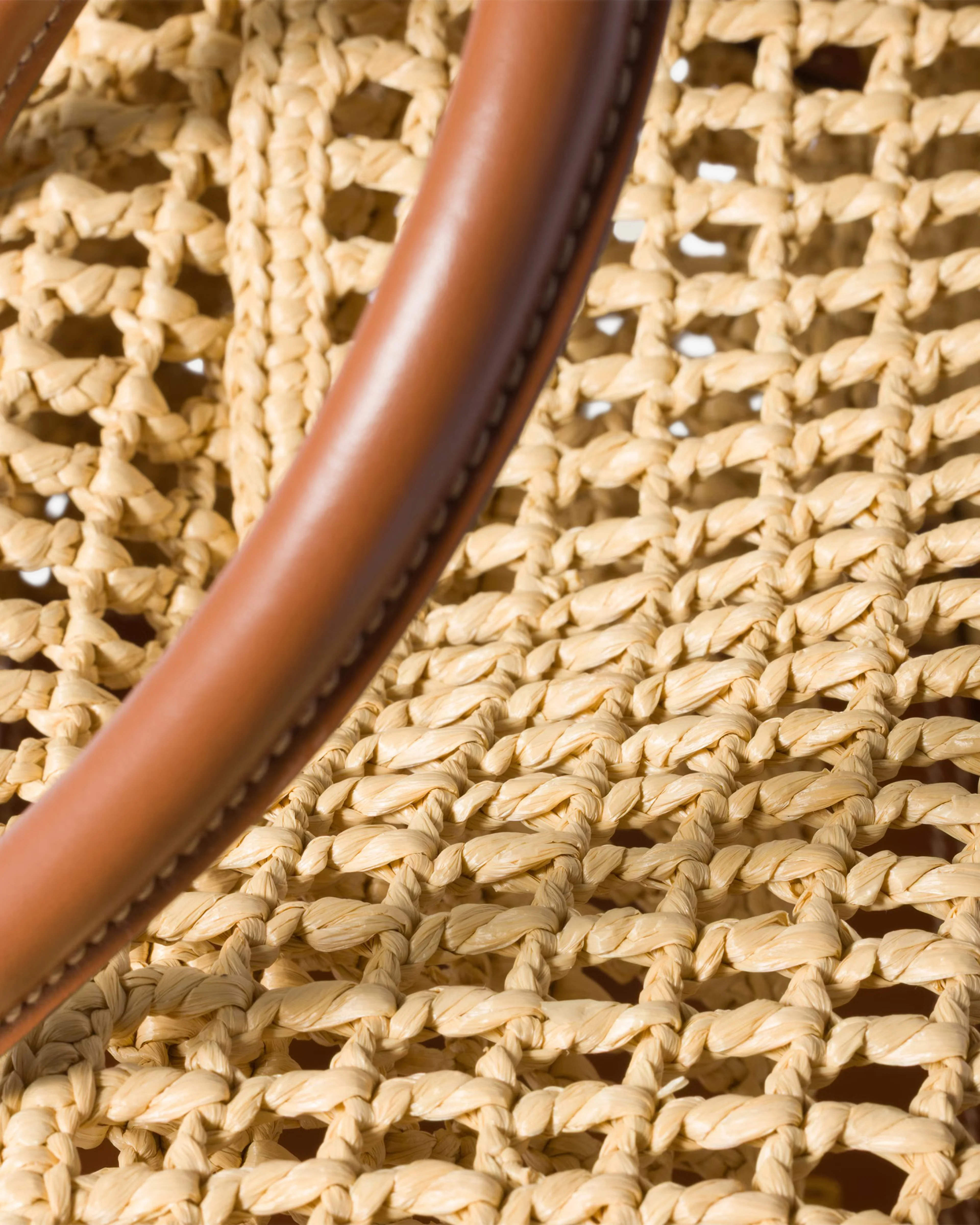 Miu Miu - Women's Raffia Top-Handle Bag - (Beige/Cognac) - Image 5