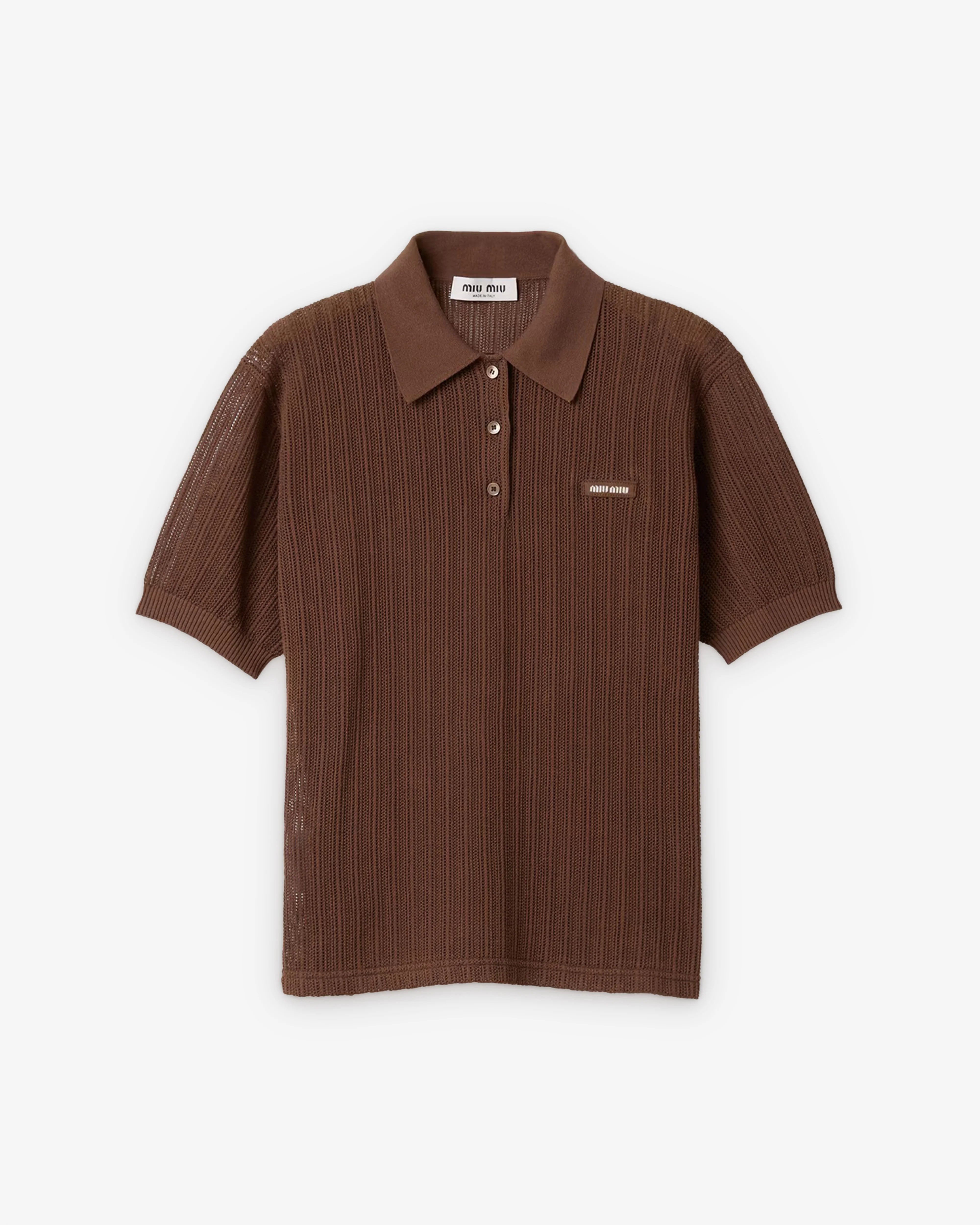 Miu Miu - Women's Cotton Knit Polo Shirt - (Cacao Brown)