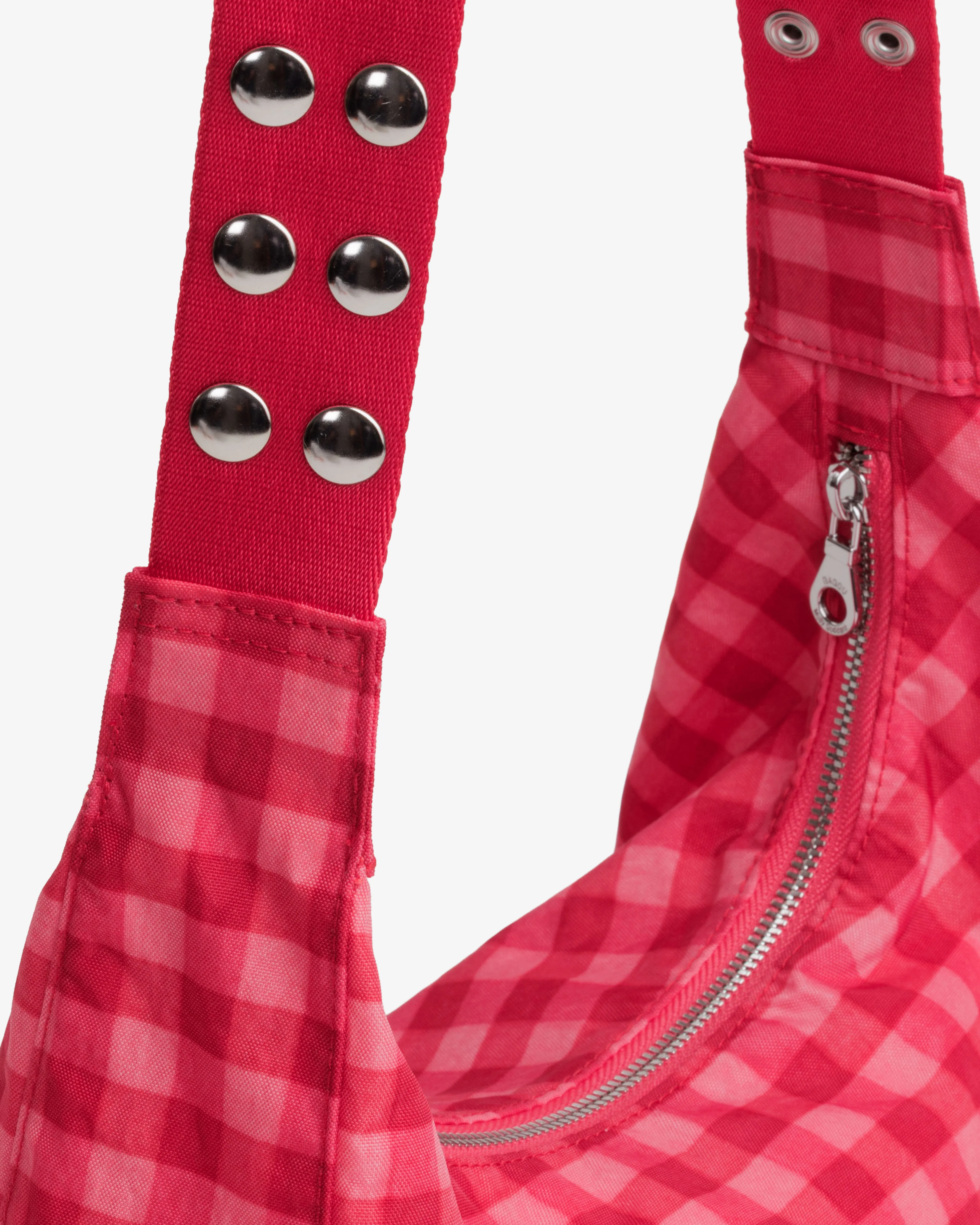 Molly Goddard - Baggu Popper Strap Medium Crescent Bag - (Ruby Gingham) - Image 3