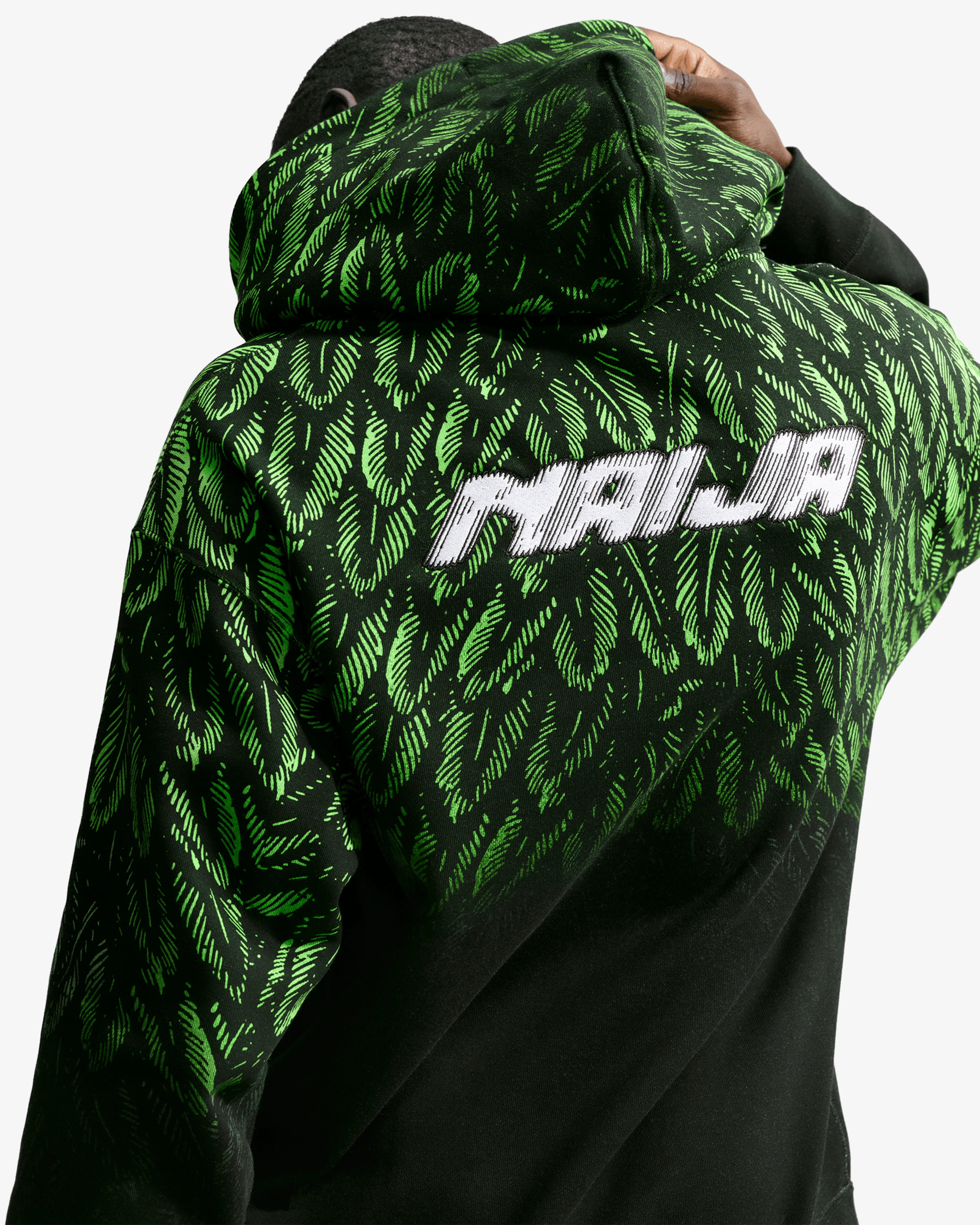 Nike - Slawn Nigeria Fleece Pullover Hoodie - (Black/Poison Green) - Image 3