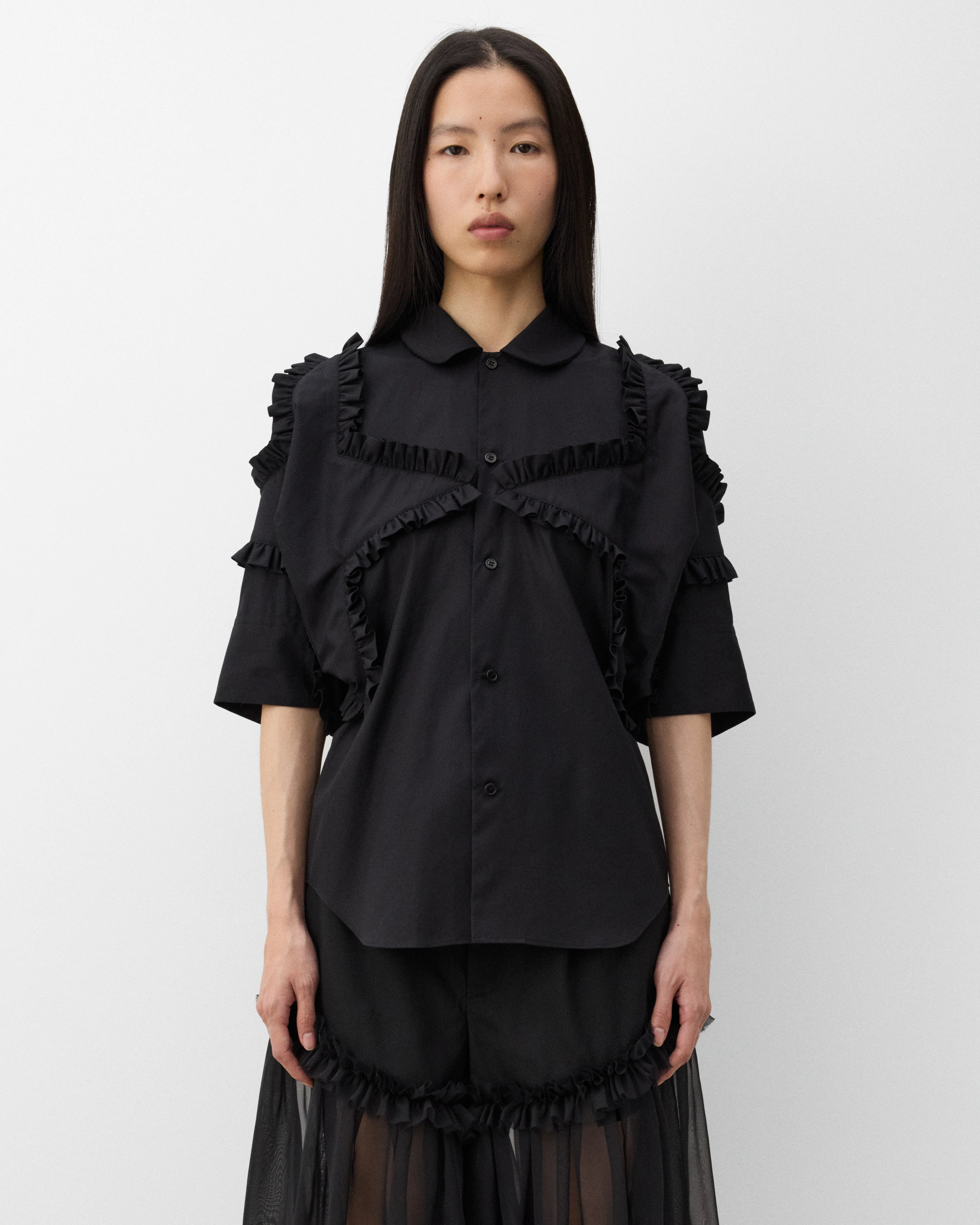 Noir Kei Ninomiya - Women's Ruffle Blouse - (Black) - Image 3