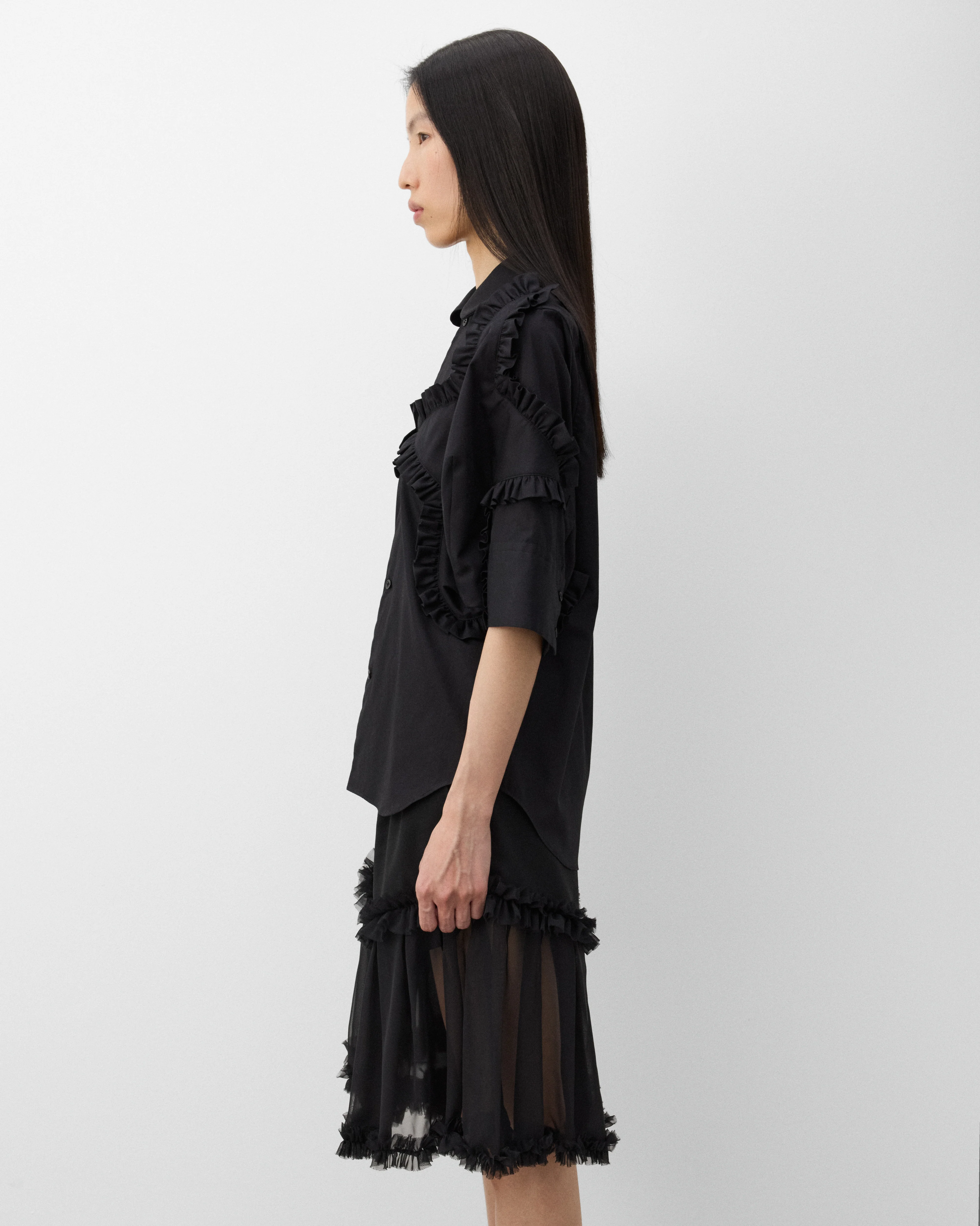 Noir Kei Ninomiya - Women's Ruffle Blouse - (Black) - Image 4