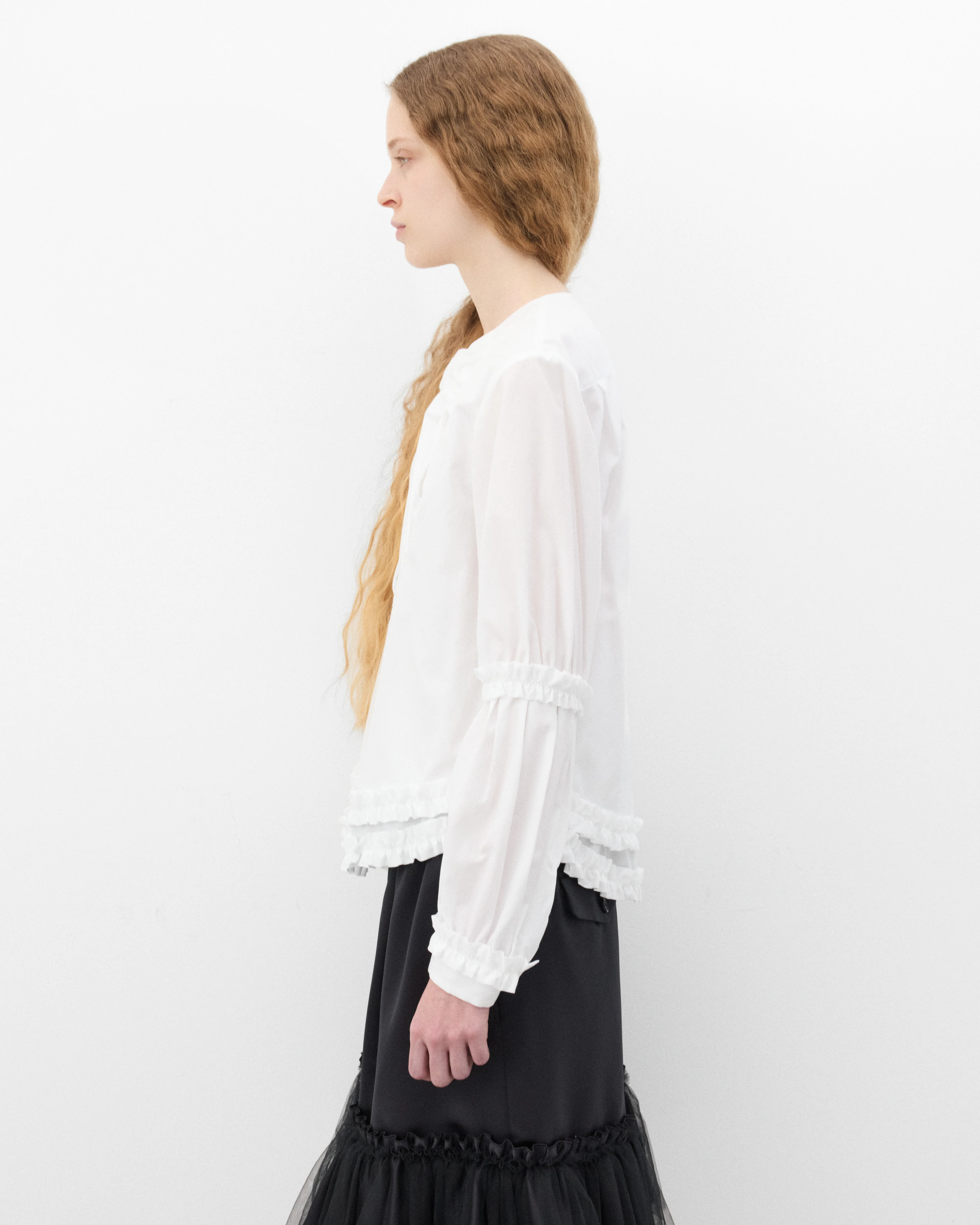 Noir Kei Ninomiya - Women's Ruffle Poplin Blouse - (White) - Image 4