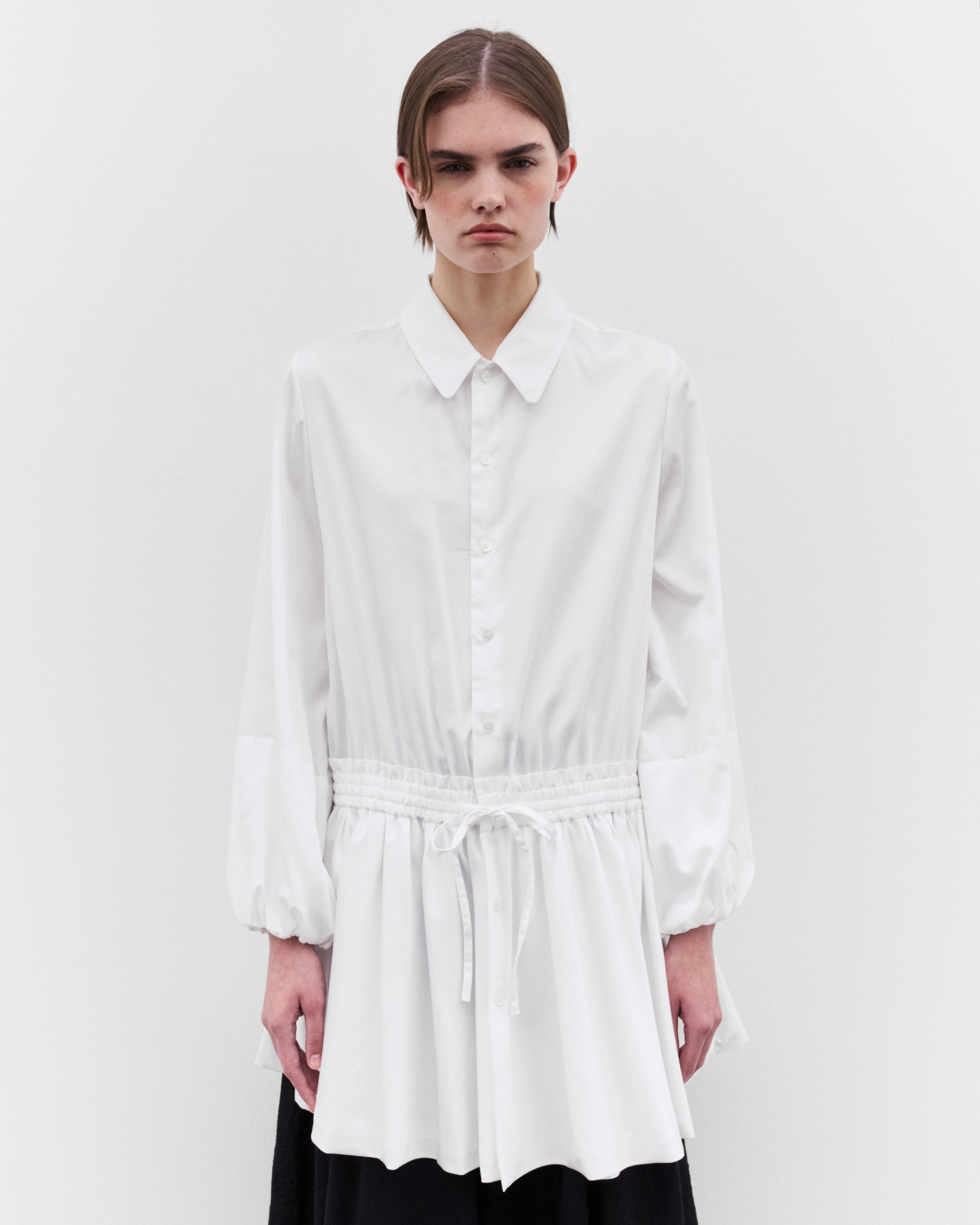 Noir Kei Ninomiya - Women’s Shirred Waist Shirt Dress - (White) - Image 3