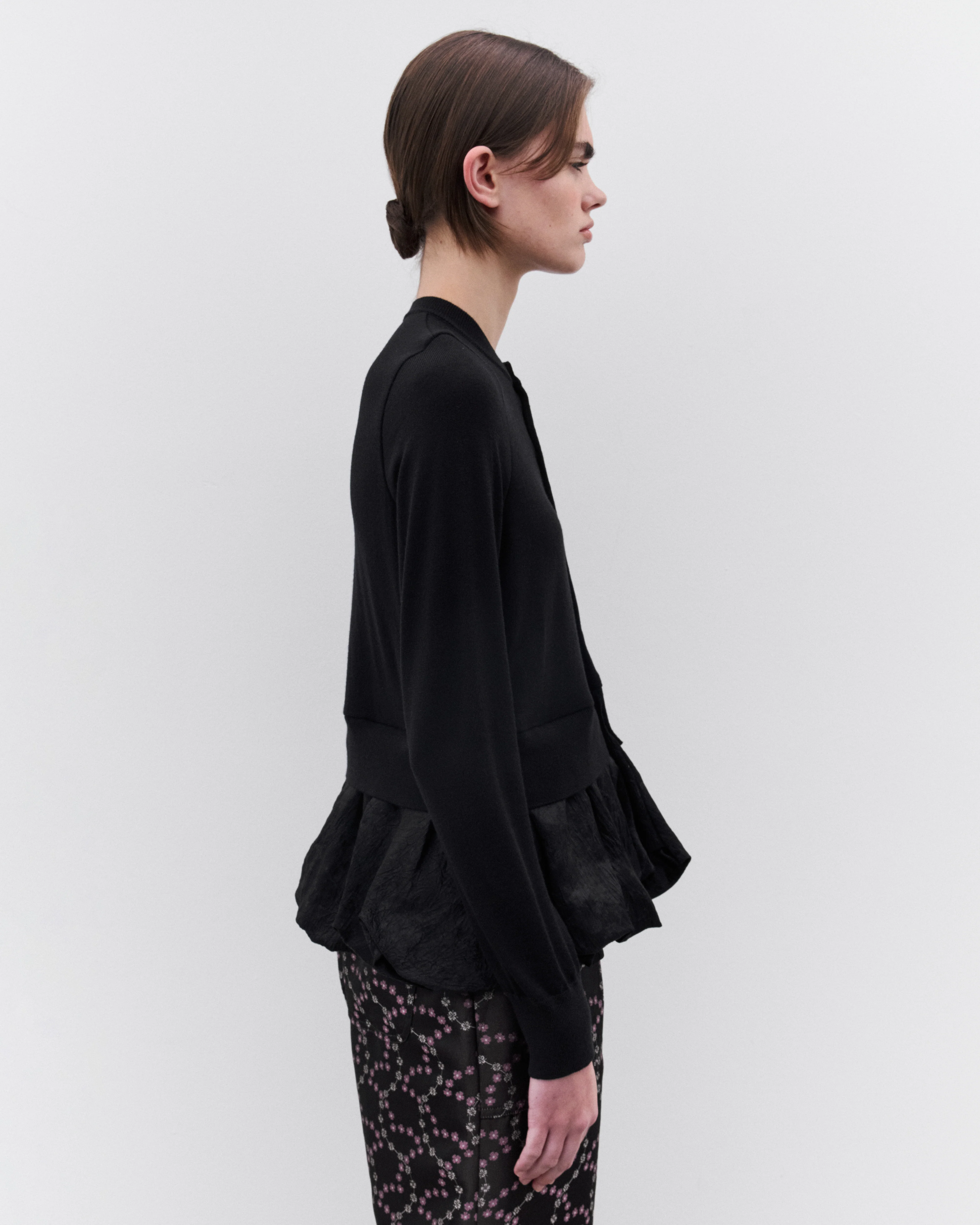 Noir Kei Ninomiya - Women’s Peplum Hem Cardigan - (Black) - Image 3