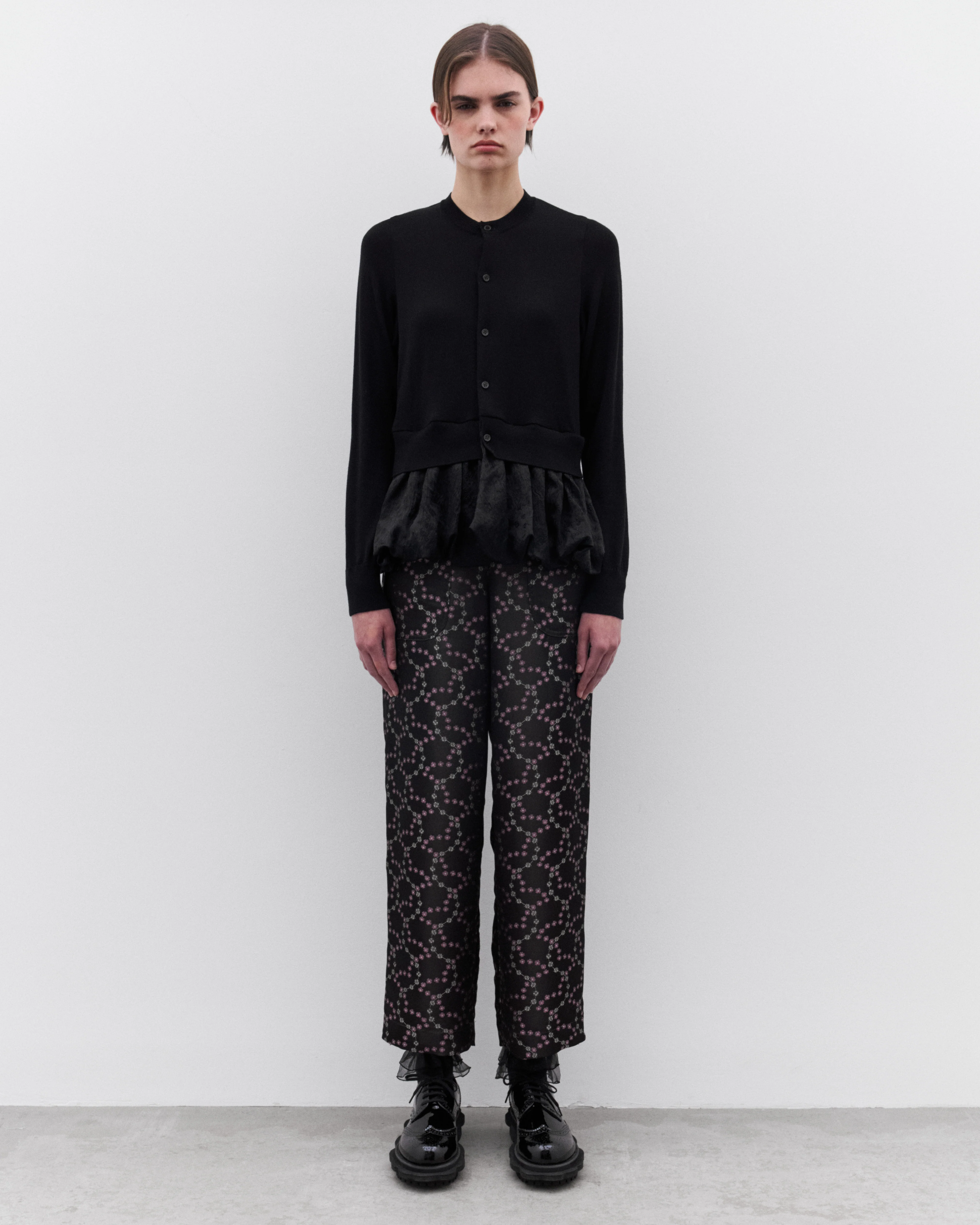 Noir Kei Ninomiya - Women’s Peplum Hem Cardigan - (Black) - Image 5