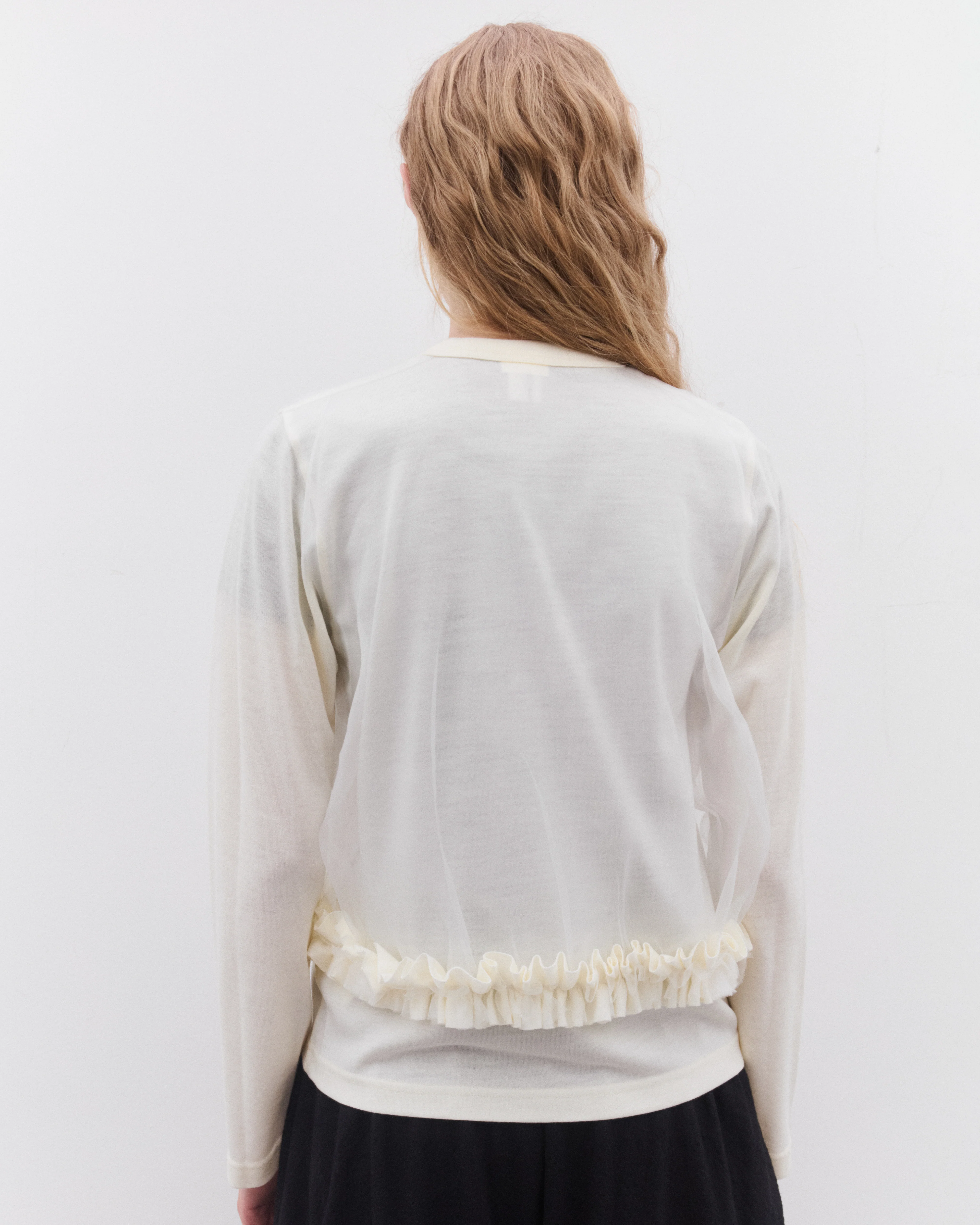 Noir Kei Ninomiya - Women’s Tulle Overlay Cardigan - (Off White) - Image 5