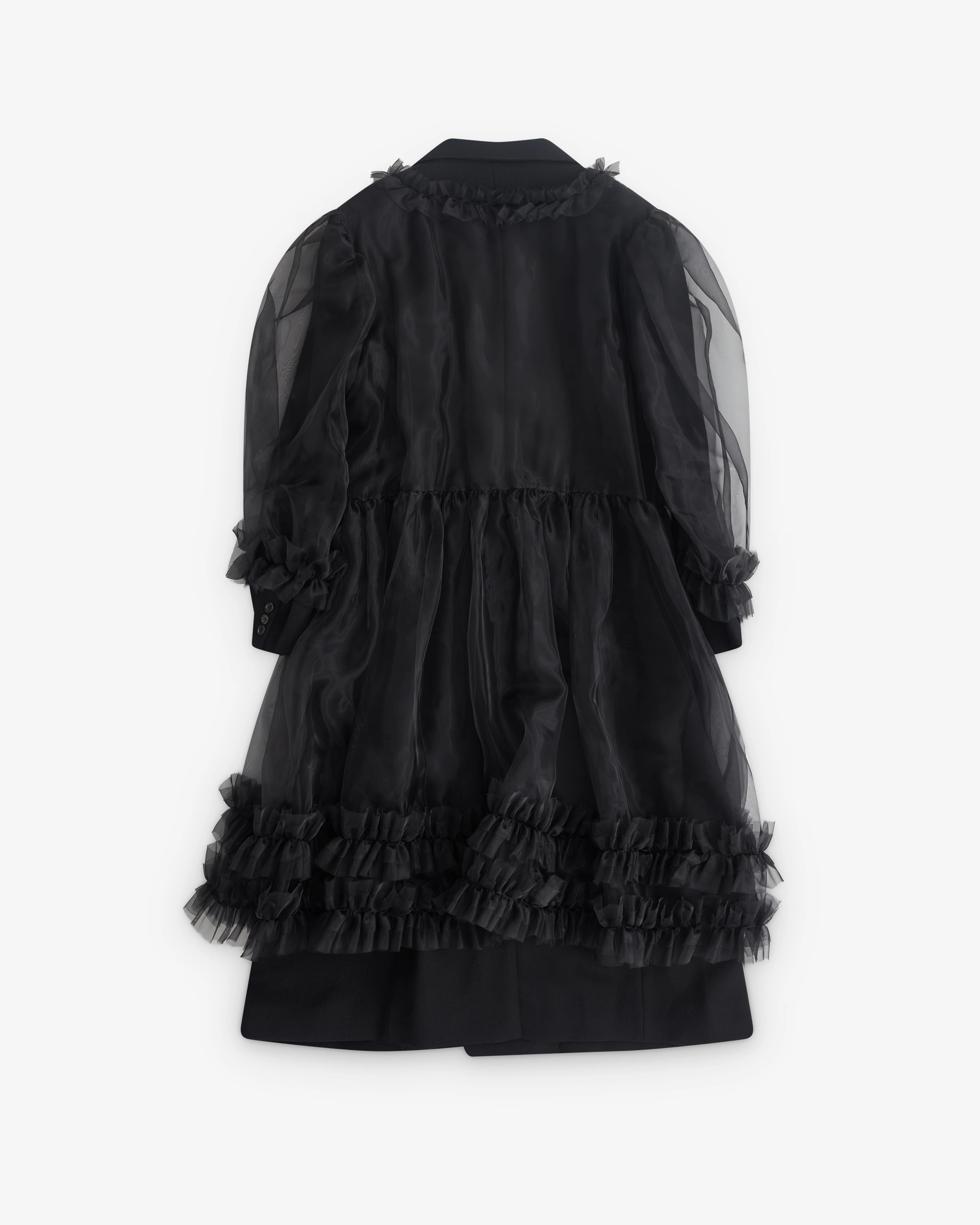 Noir Kei Ninomiya - Women’s Double Breasted Tulle Overlay Coat - (Black) - Image 2