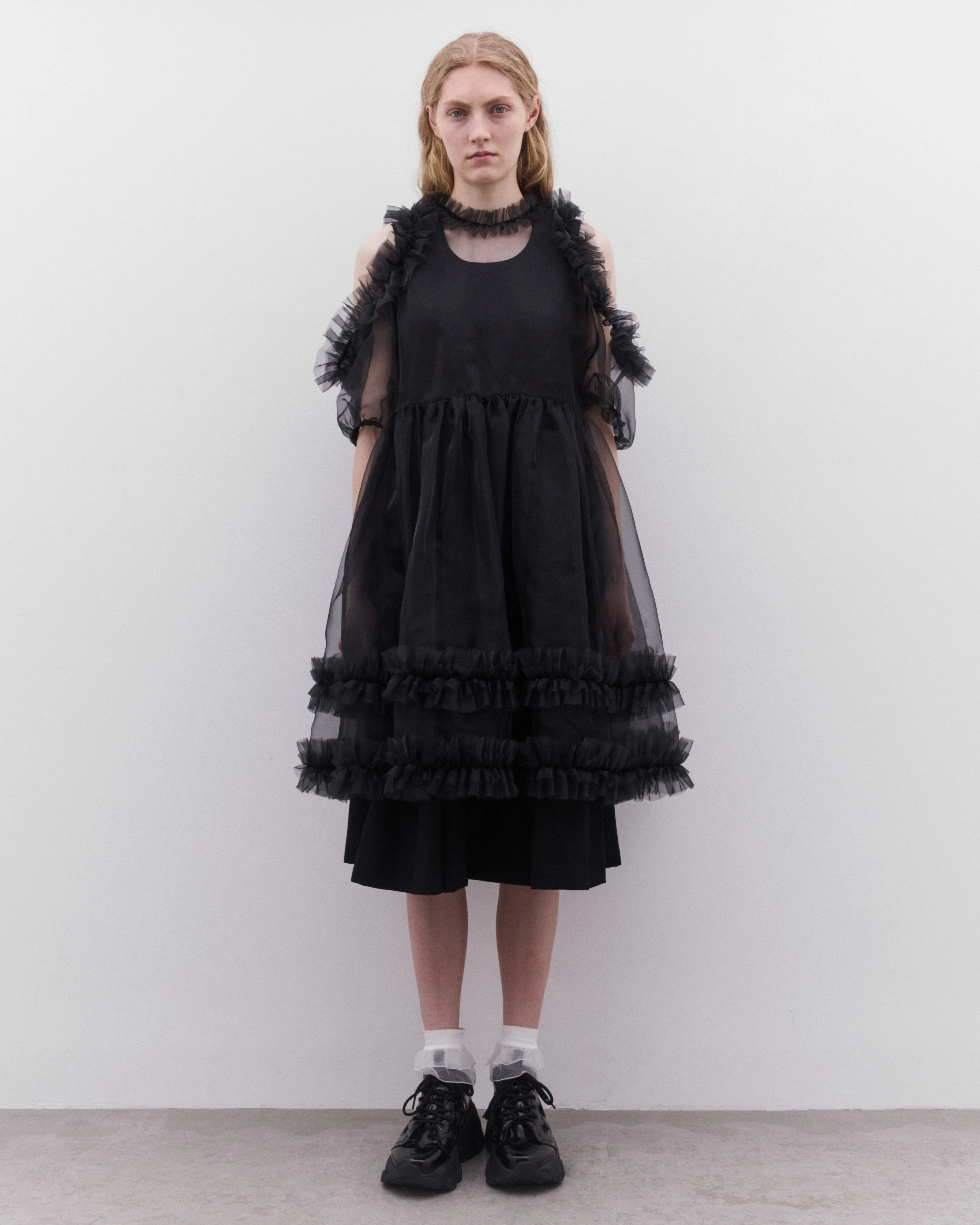 Noir Kei Ninomiya - Women’s Tulle Overlay Dress - (Black) - Image 3