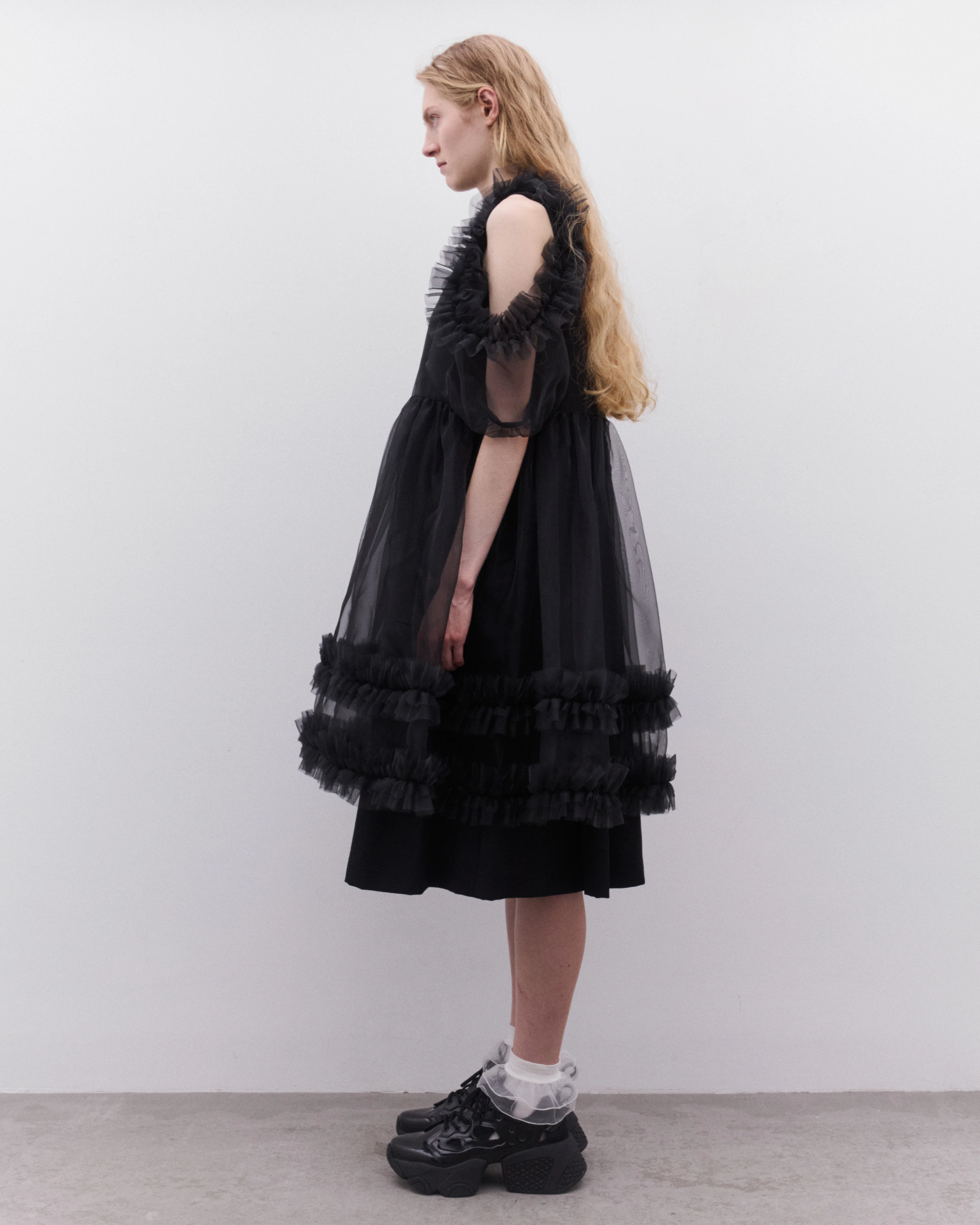 Noir Kei Ninomiya - Women’s Tulle Overlay Dress - (Black) - Image 4