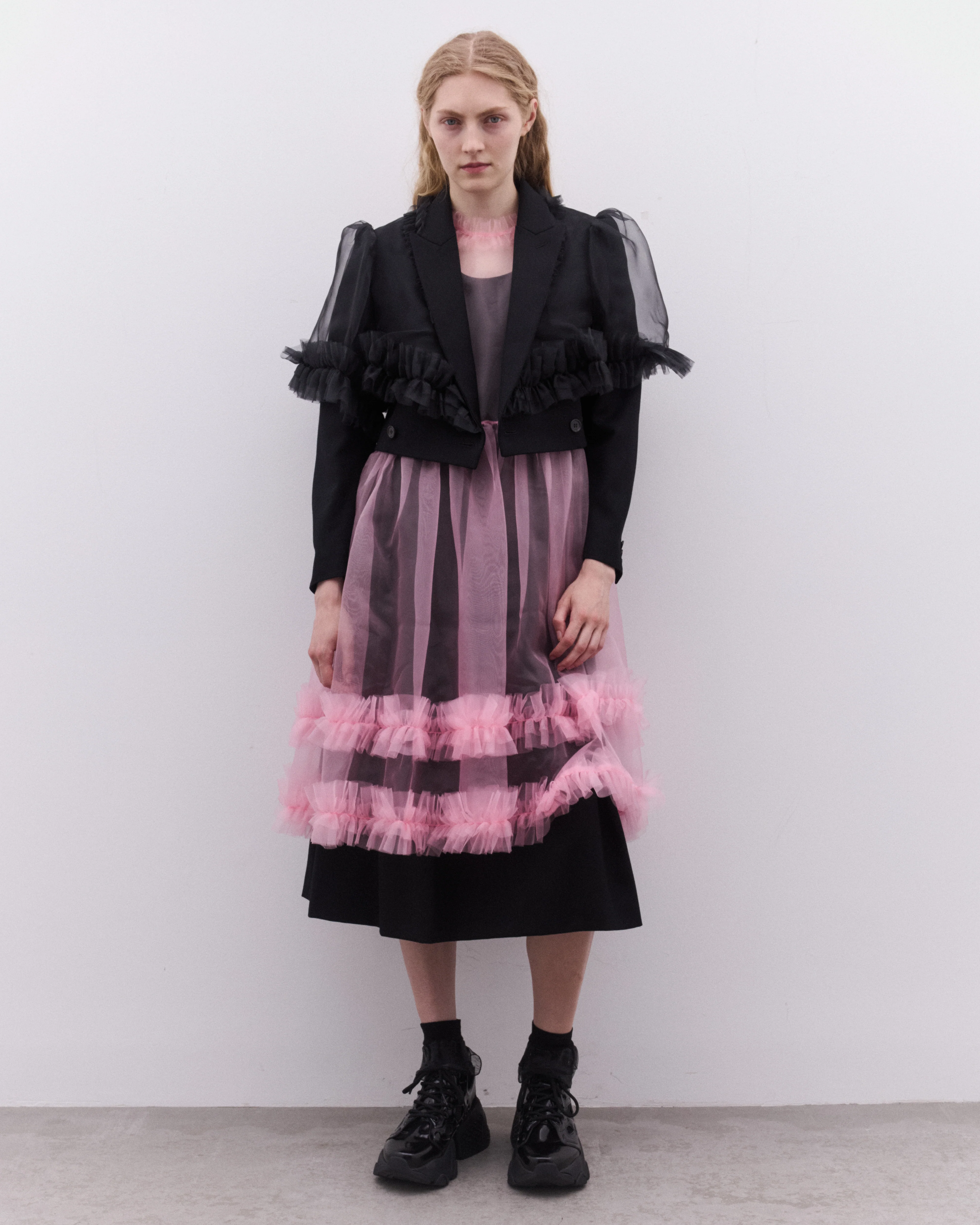 Noir Kei Ninomiya - Women’s Tulle Overlay Dress - (Pink/Black) - Image 6