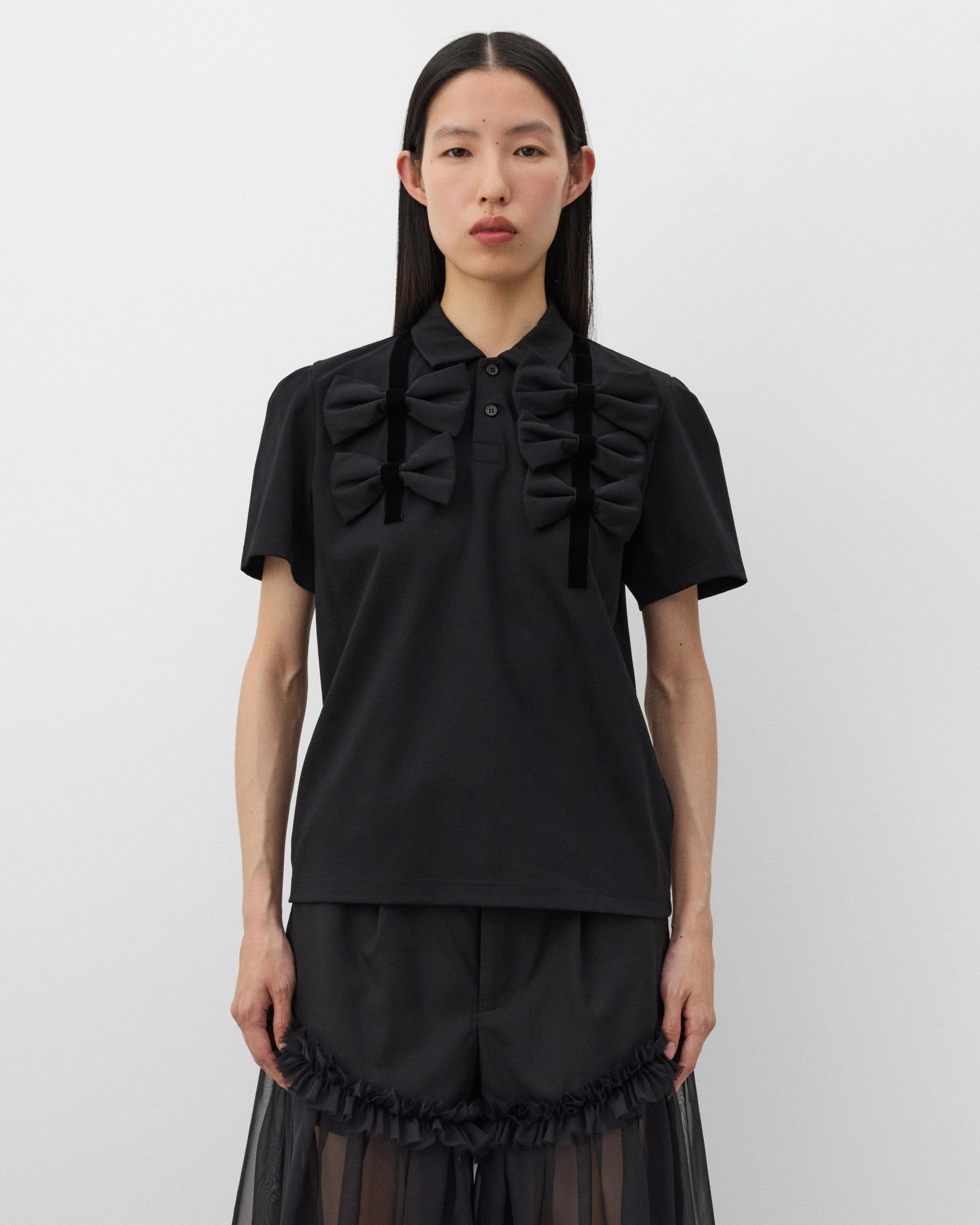 Noir Kei Ninomiya - Women's Bow Polo Shirt - (Black) - Image 3