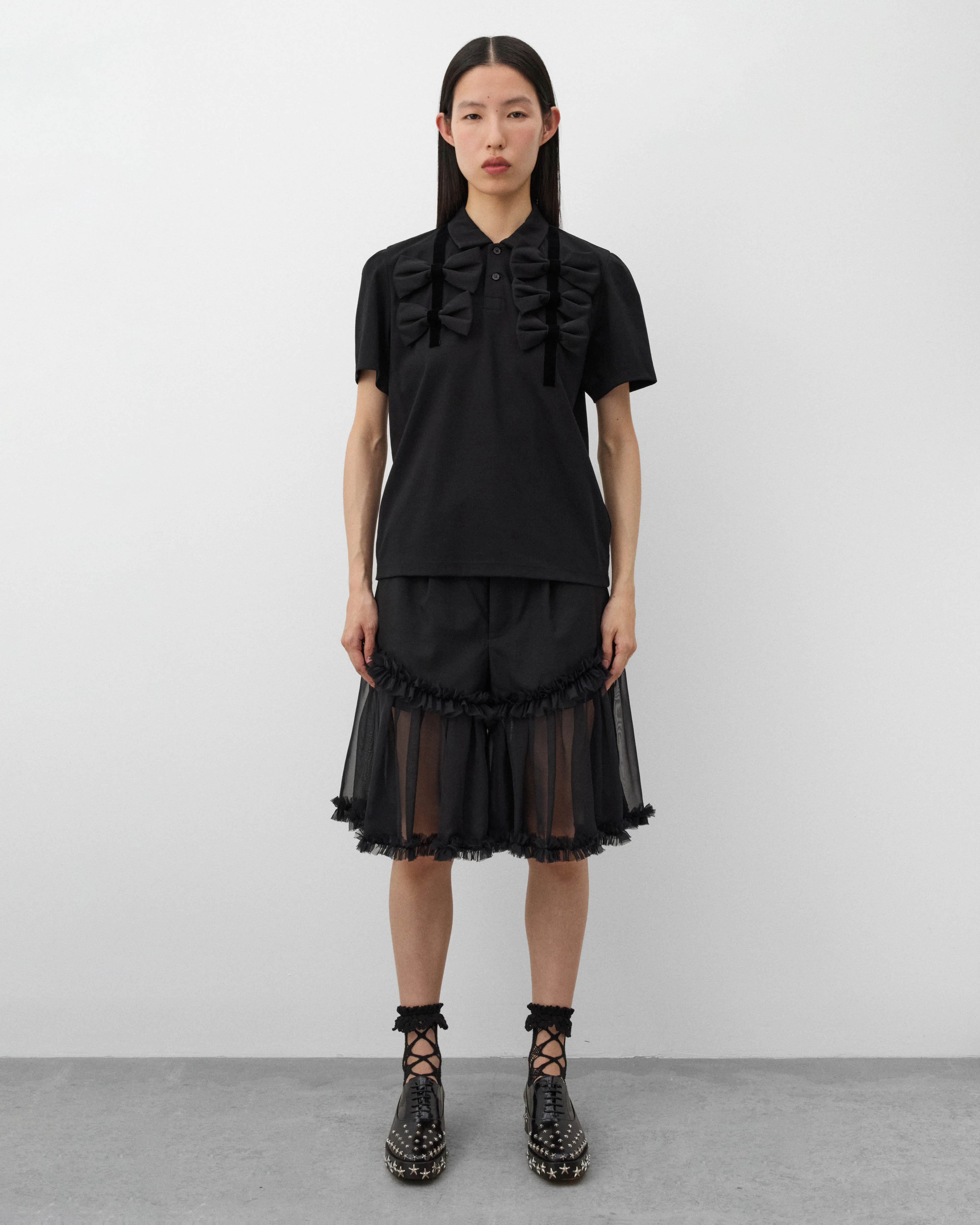 Noir Kei Ninomiya - Women's Bow Polo Shirt - (Black) - Image 6