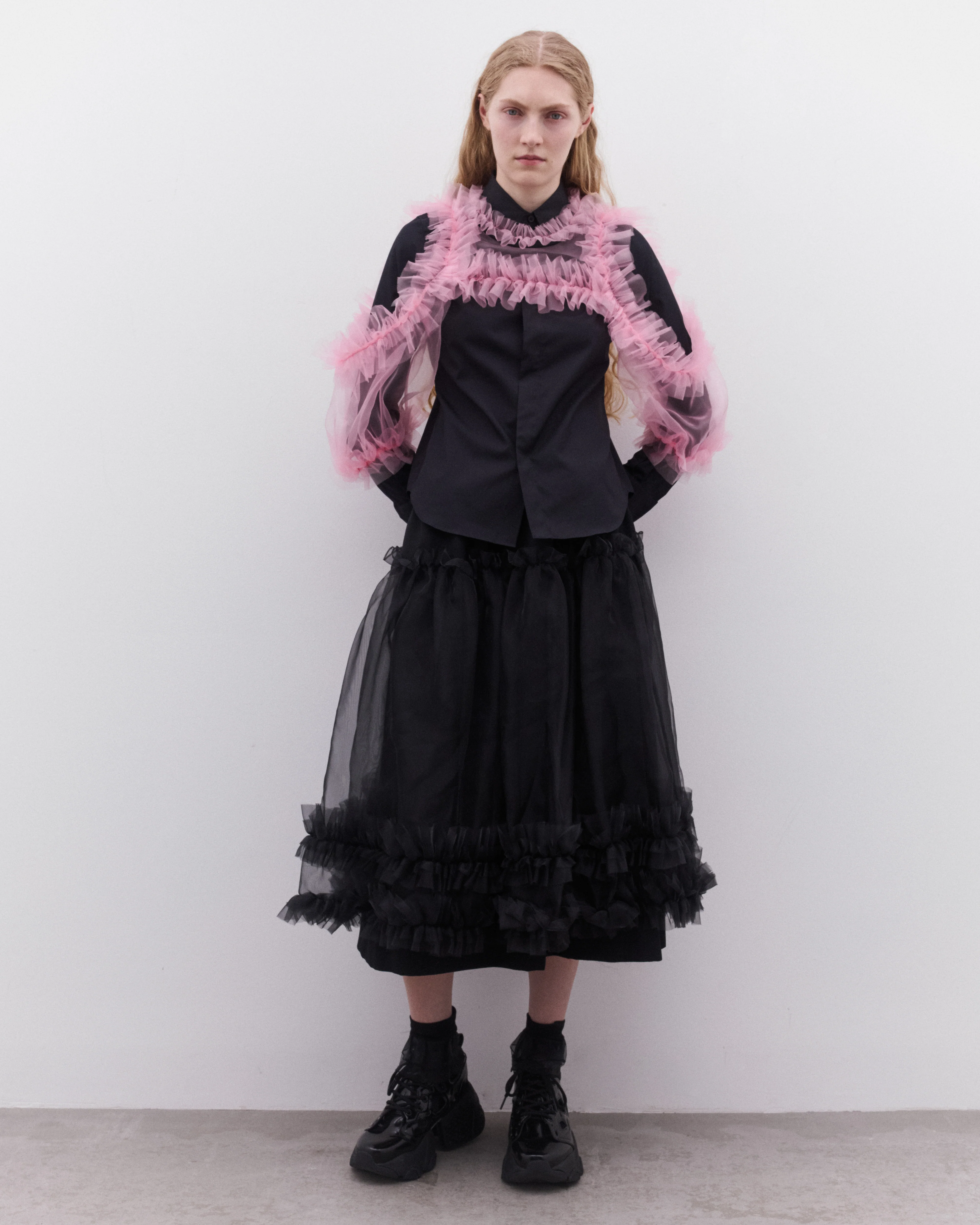 Noir Kei Ninomiya - Women’s Tulle Overlay Skirt - (Black) - Image 3
