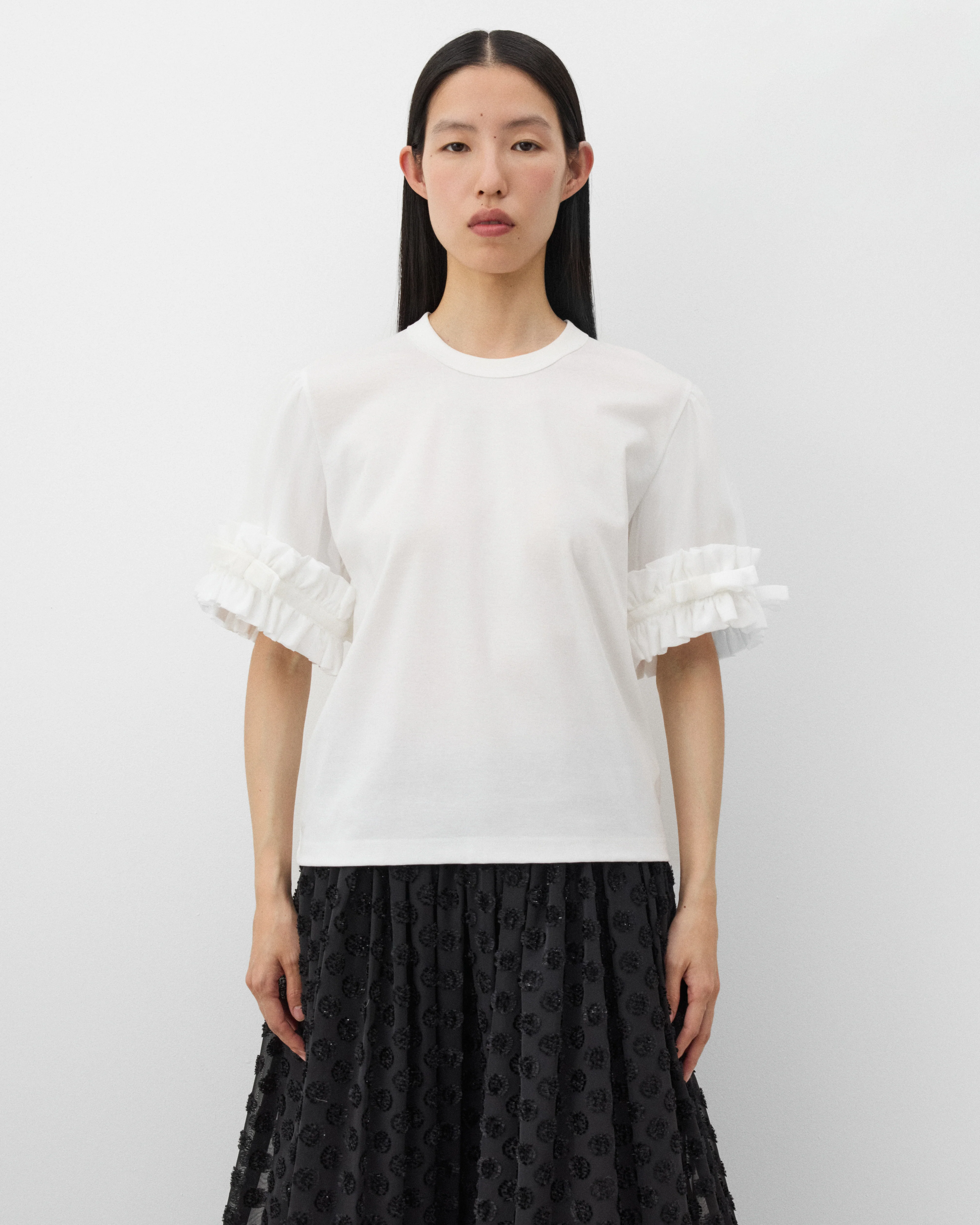 Noir Kei Ninomiya - Women's Ruffle Sleeve T-Shirt - (White) - Image 3