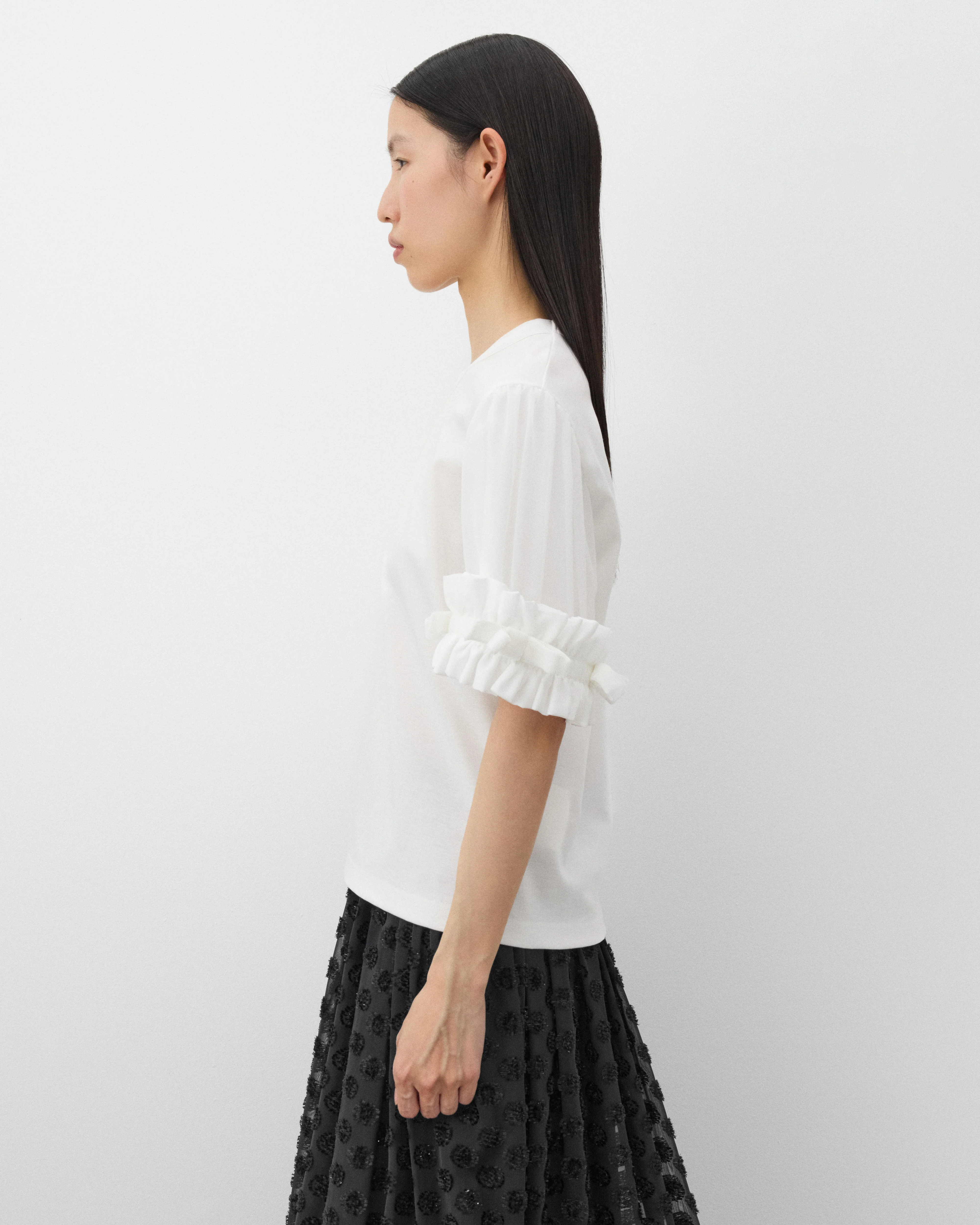 Noir Kei Ninomiya - Women's Ruffle Sleeve T-Shirt - (White) - Image 4