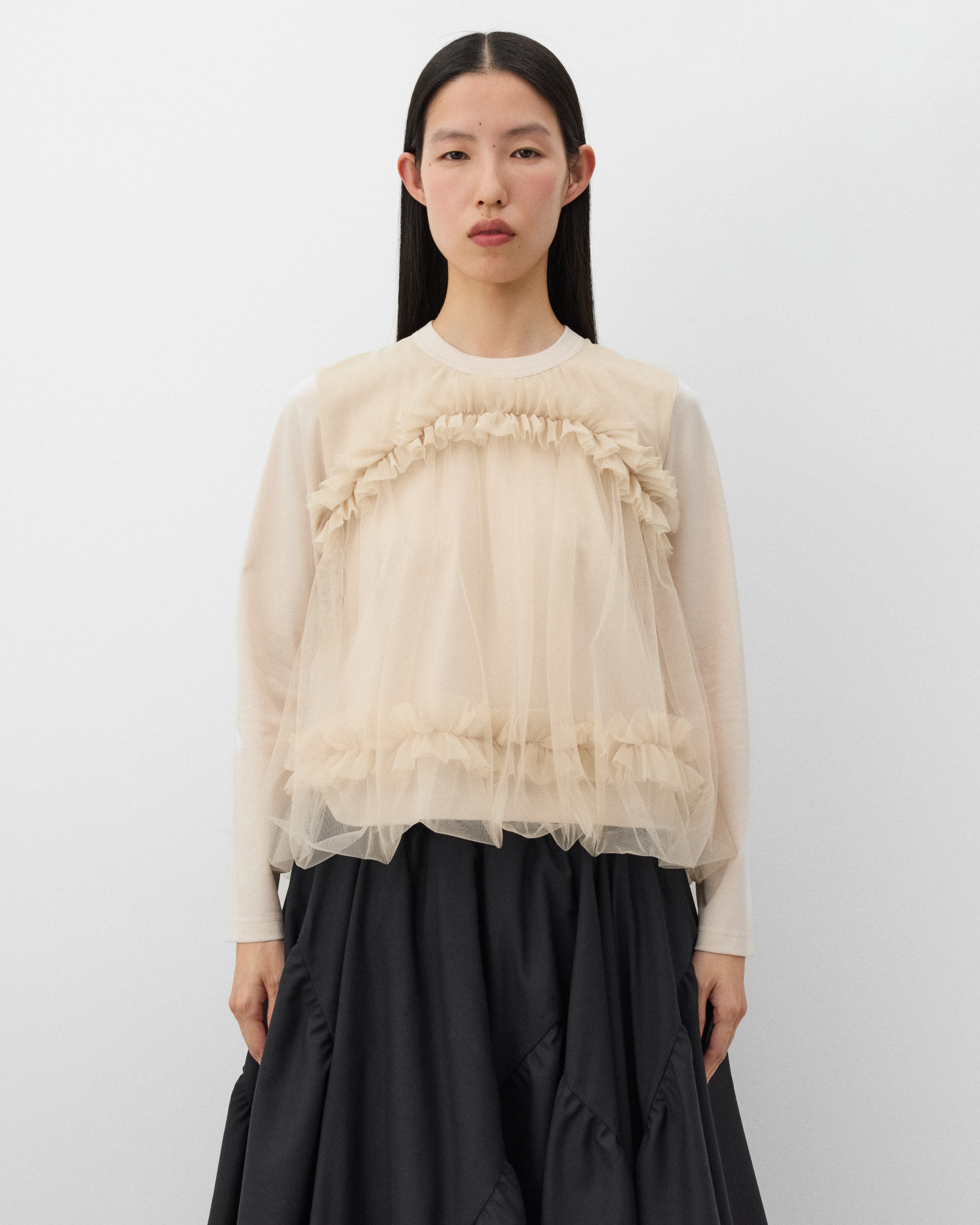 Noir Kei Ninomiya - Women's Tulle Ruffle T-Shirt - (Beige) - Image 3