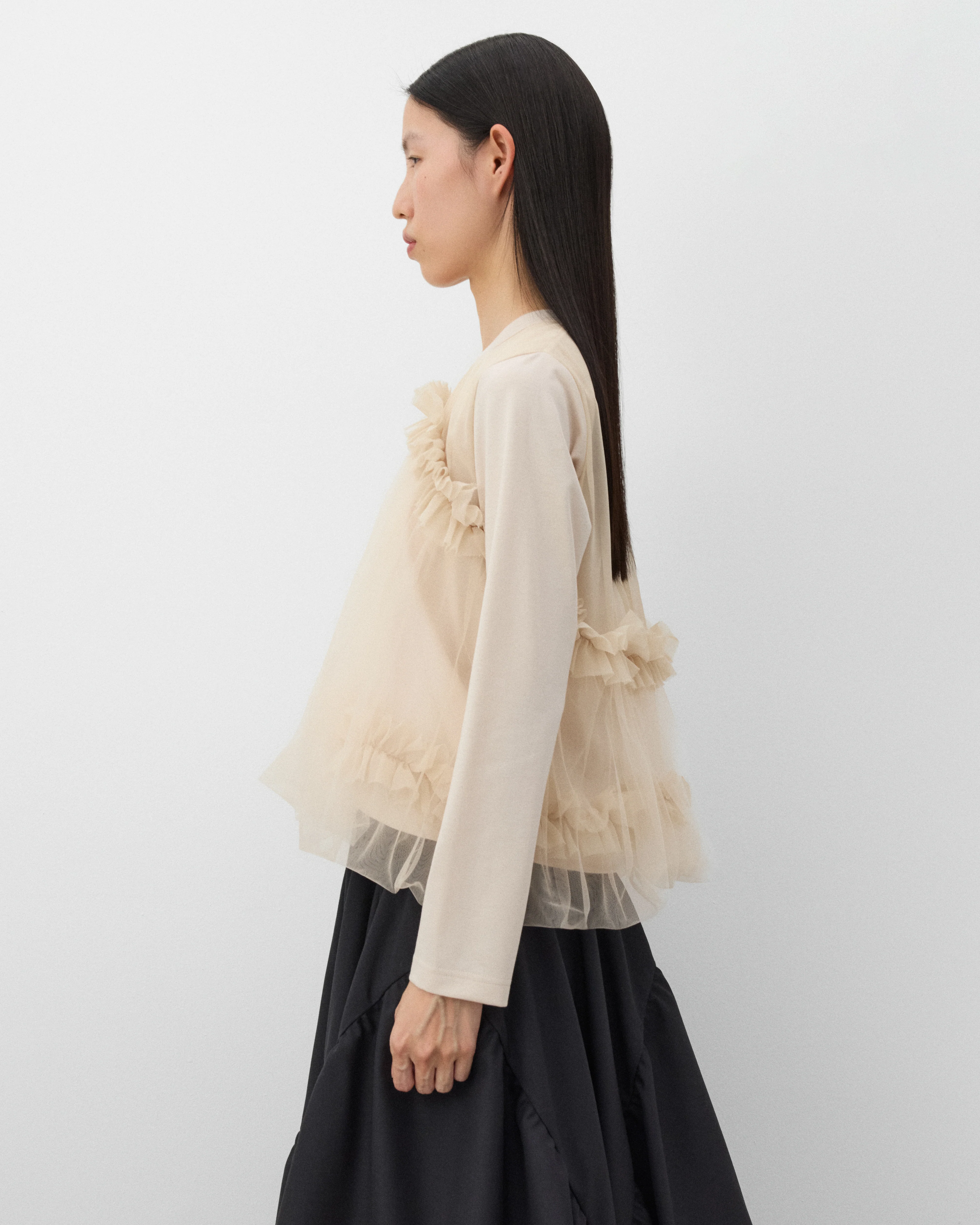 Noir Kei Ninomiya - Women's Tulle Ruffle T-Shirt - (Beige) - Image 4