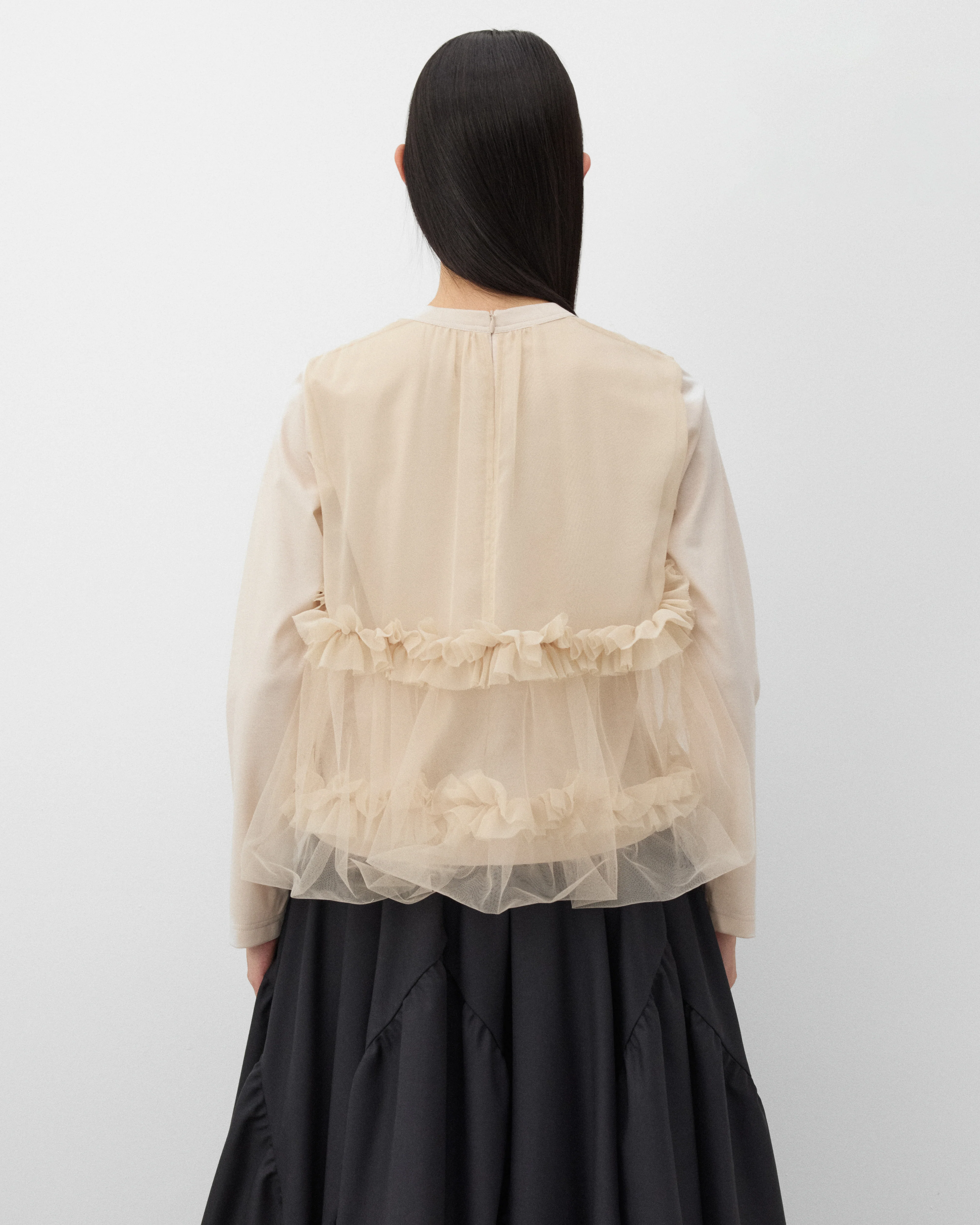 Noir Kei Ninomiya - Women's Tulle Ruffle T-Shirt - (Beige) - Image 5