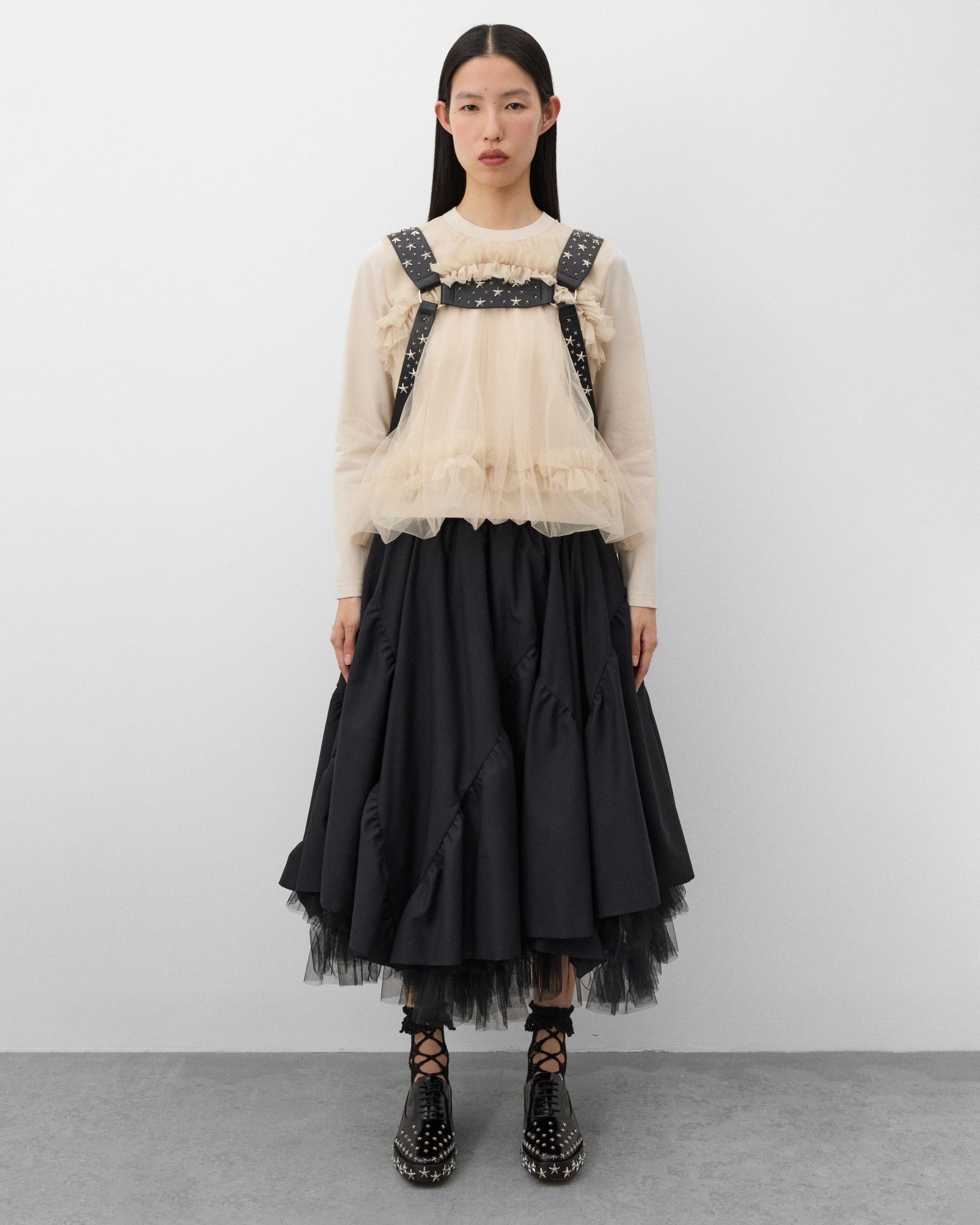 Noir Kei Ninomiya - Women's Tulle Ruffle T-Shirt - (Beige) - Image 6