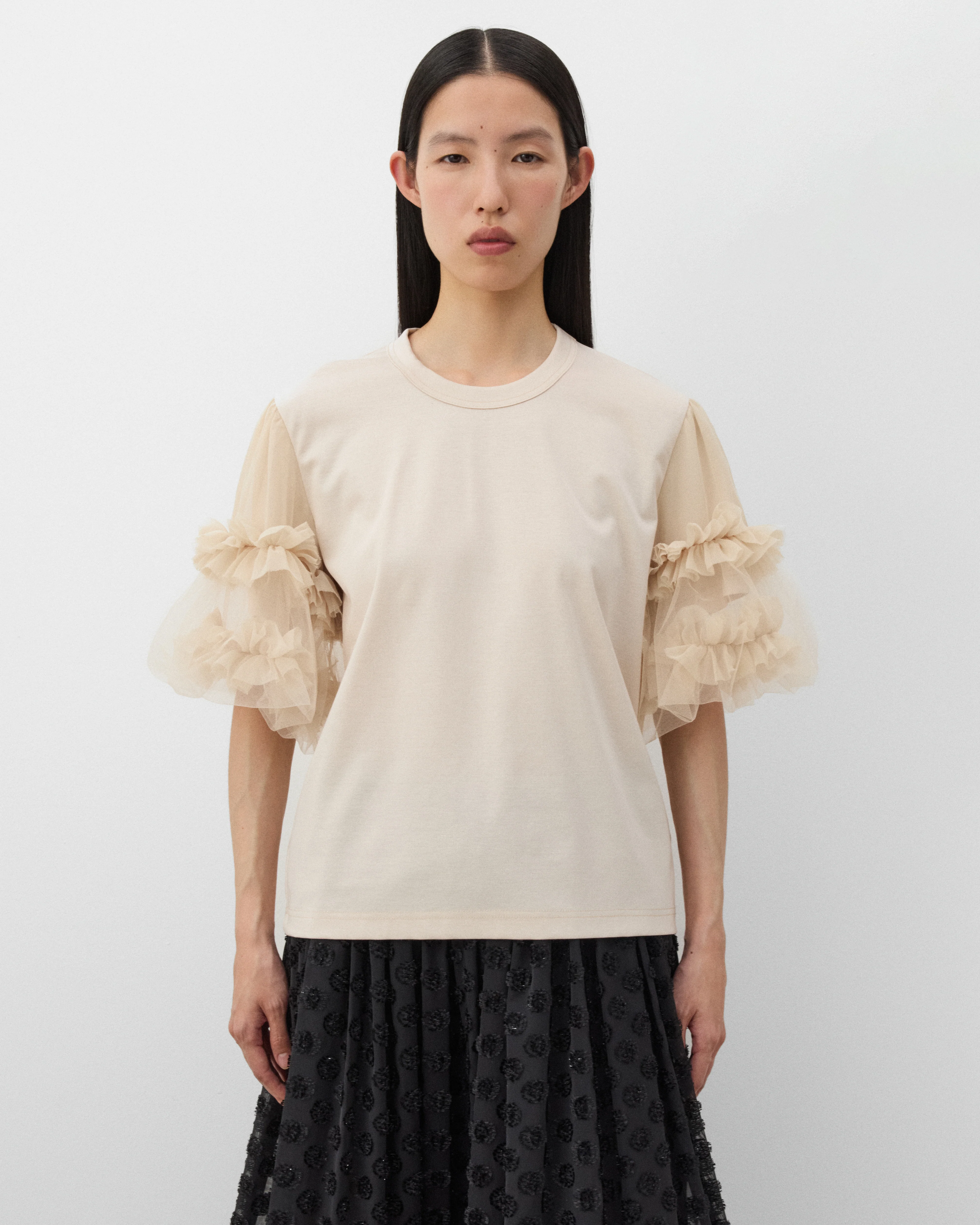 Noir Kei Ninomiya - Women's Ruffle T-Shirt - (Beige) - Image 3