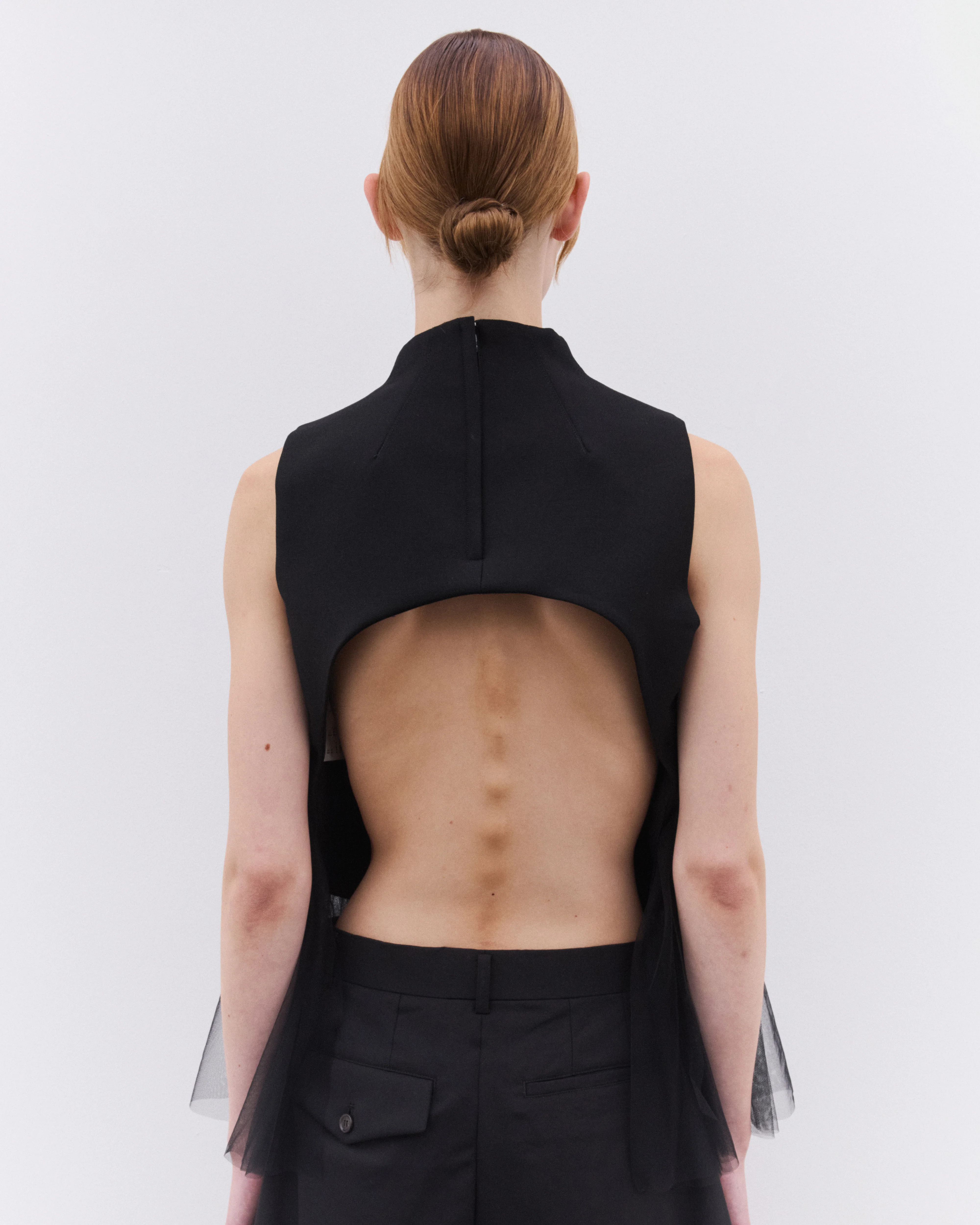 Noir Kei Ninomiya - Women’s Tulle Trim Top - (Black) - Image 5