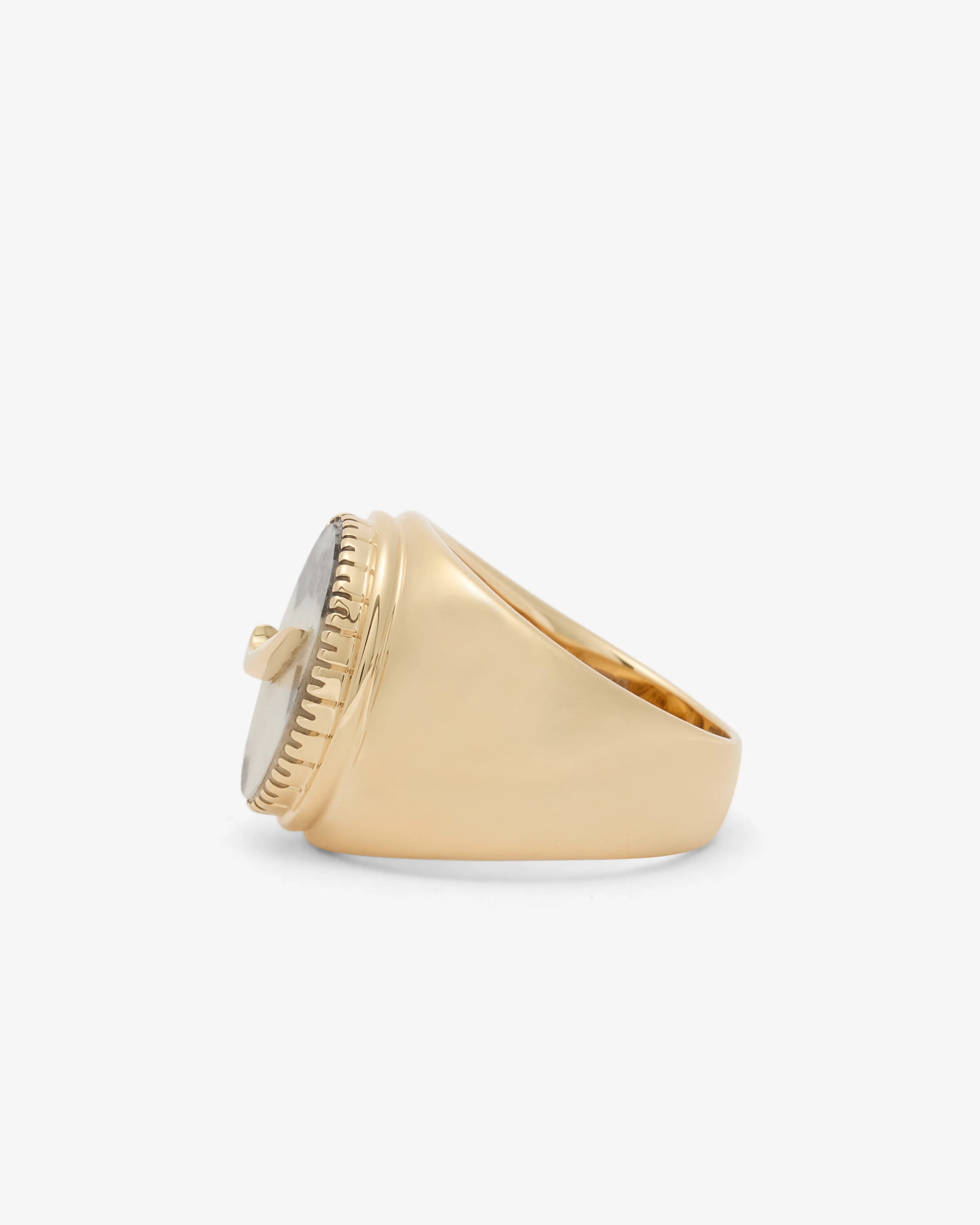 O Thongthai - Signature Signet Ring With Swoosh - (Yellow Gold) - Image 2