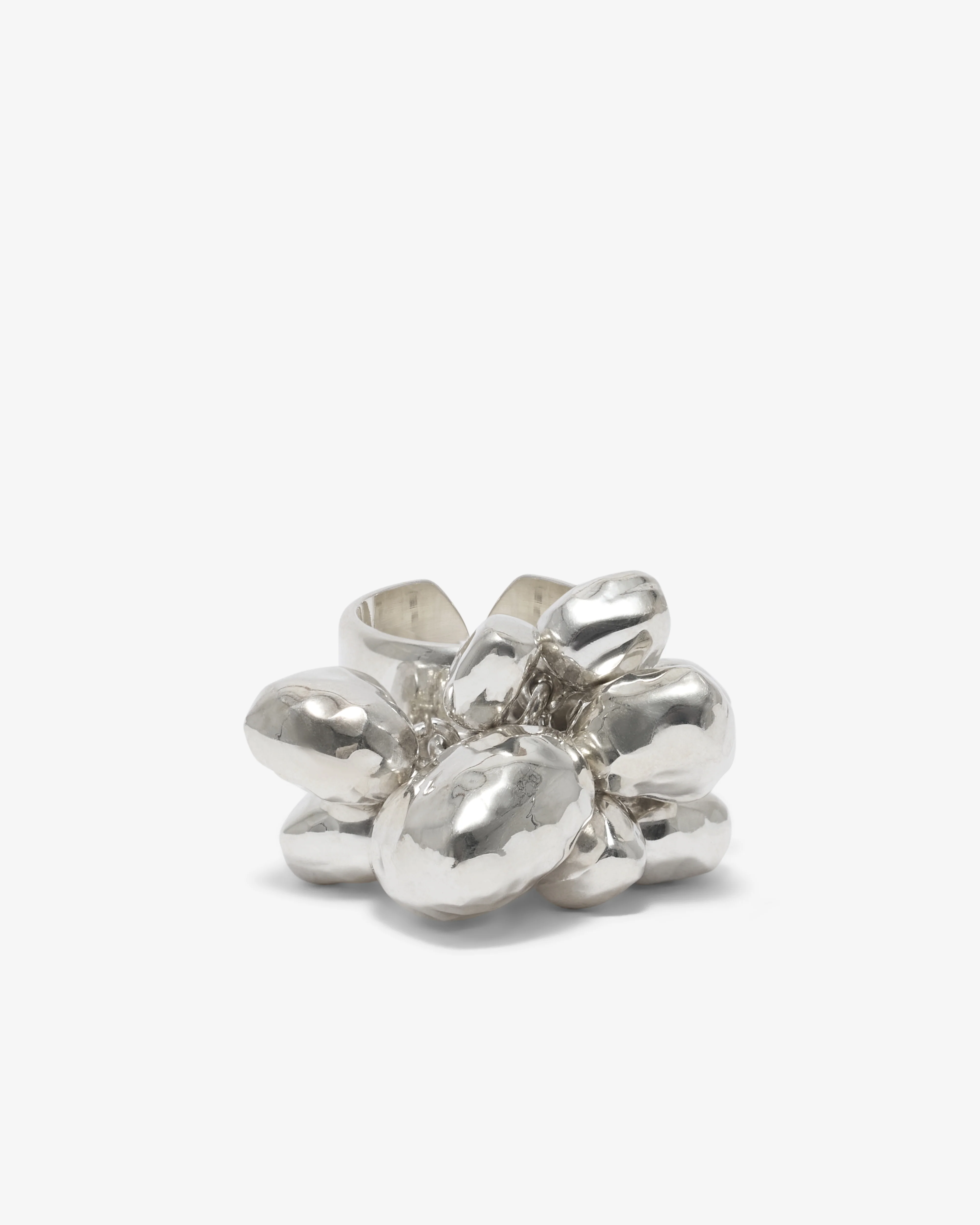 Old Jewelry - Hammered Heart Charm Cluster R - (Silver)