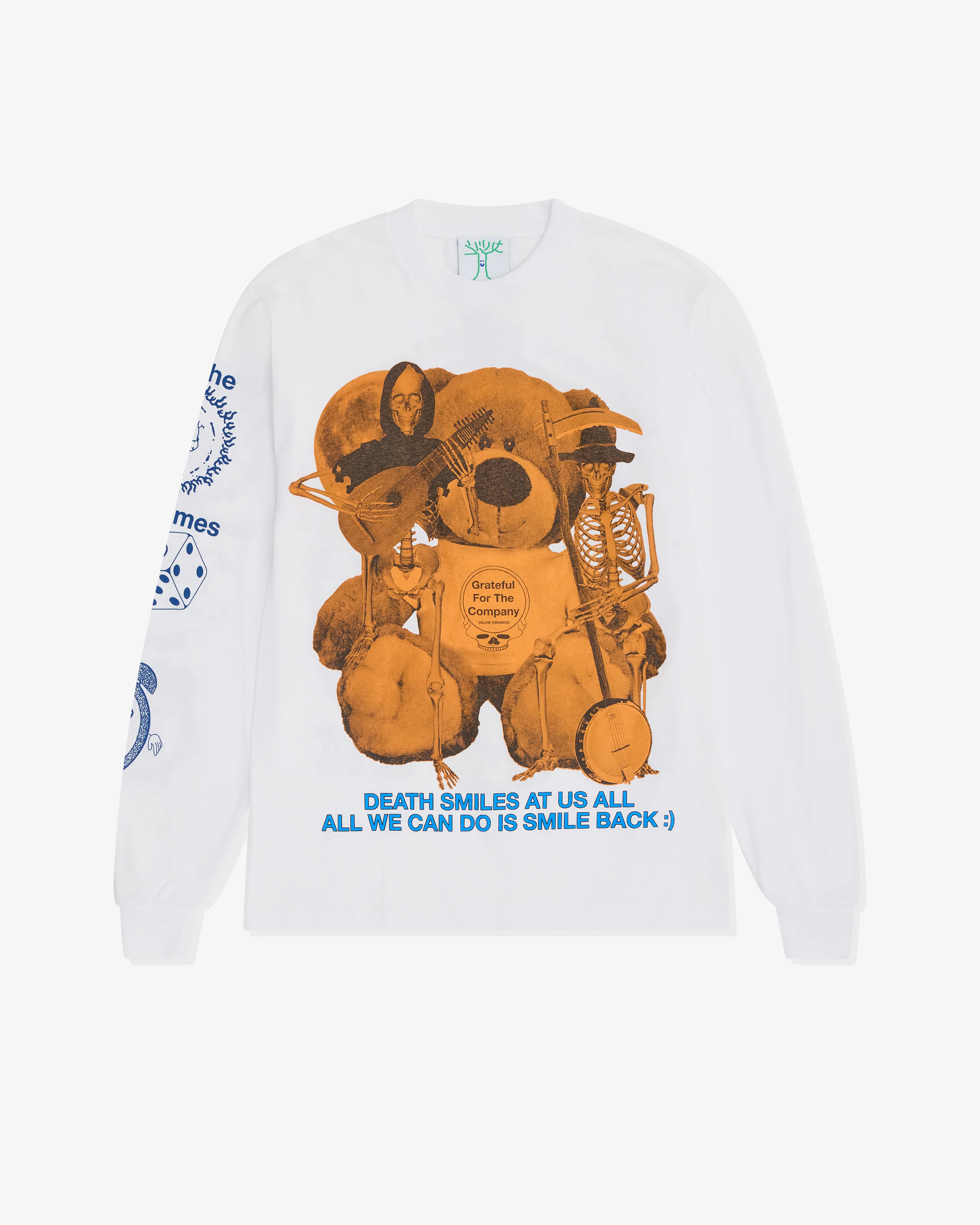 Online Ceramics - Men’s Death Smiles At Us All Long Sleeves Tee - (White)