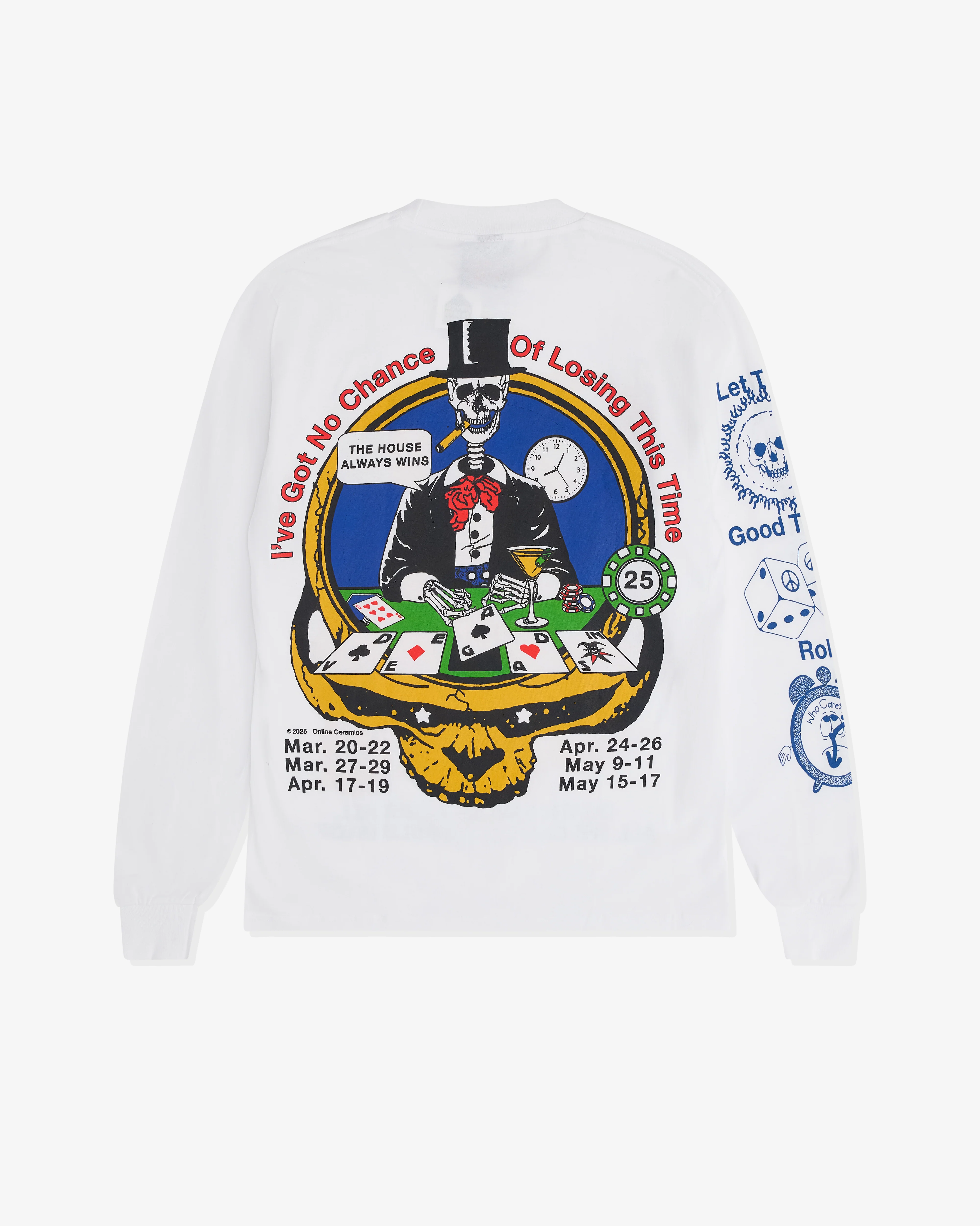 Online Ceramics - Men’s Death Smiles At Us All Long Sleeves Tee - (White) - Image 2